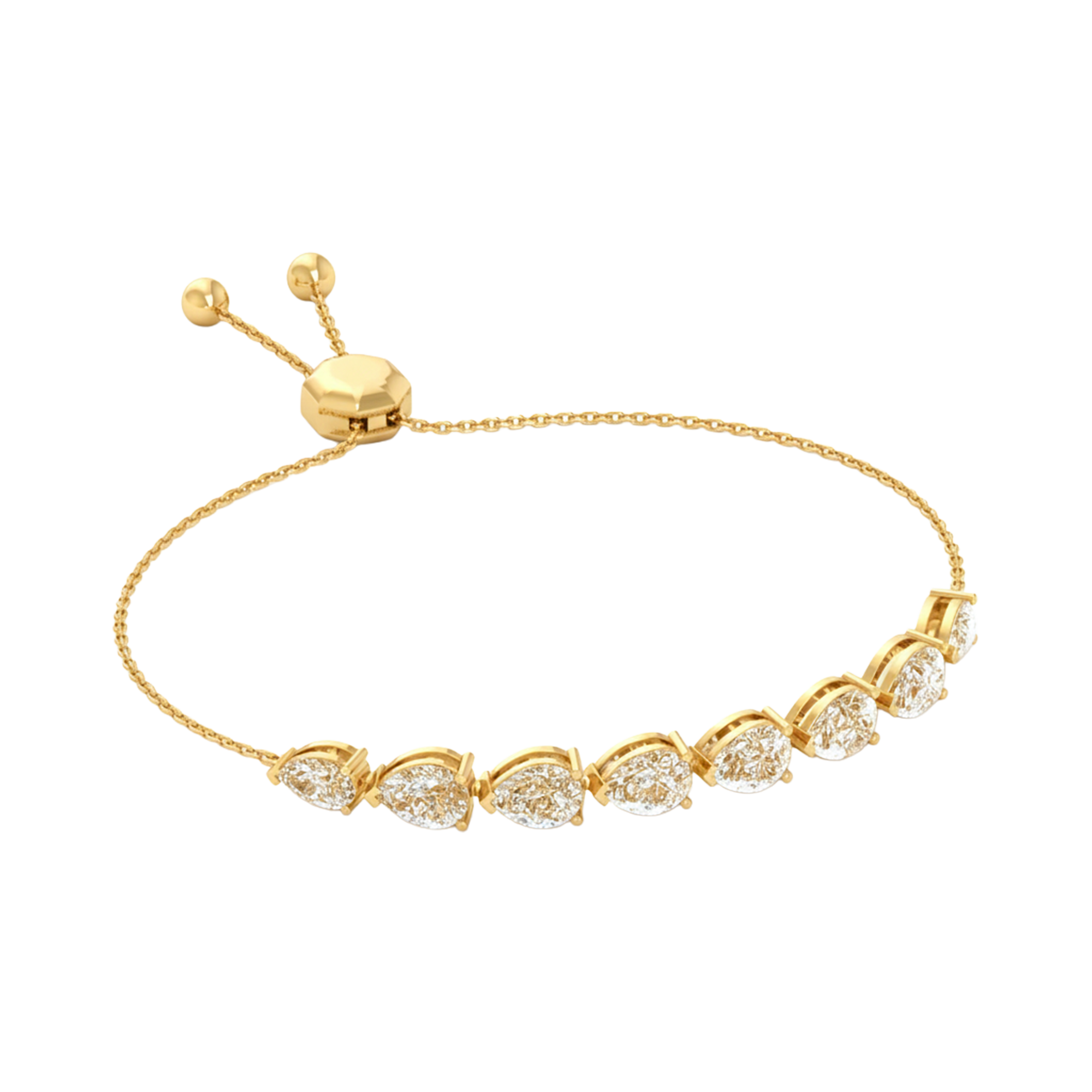 Armband aus 5 Karat mit Hauptstein in Birnenform von 0,7 Karat - 037