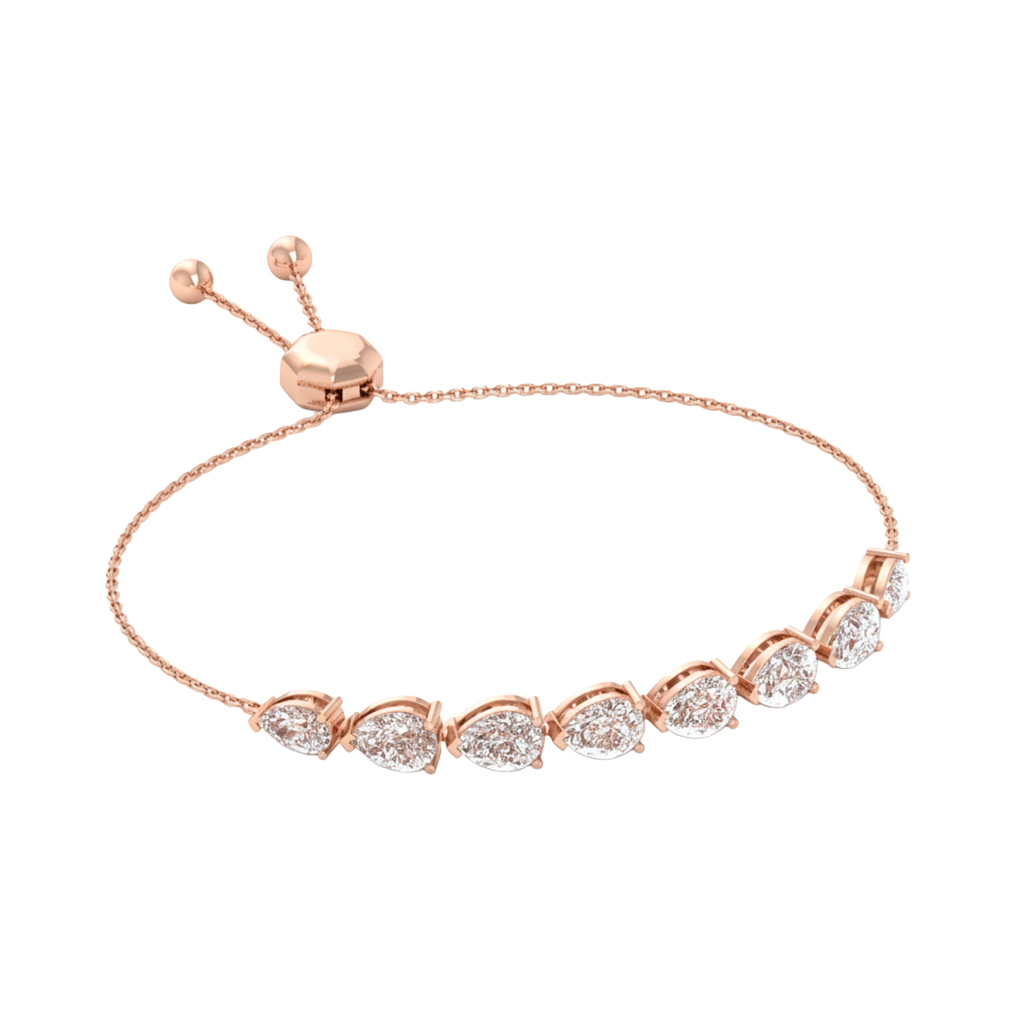 Armband aus 5 Karat mit Hauptstein in Birnenform von 0,7 Karat - 037