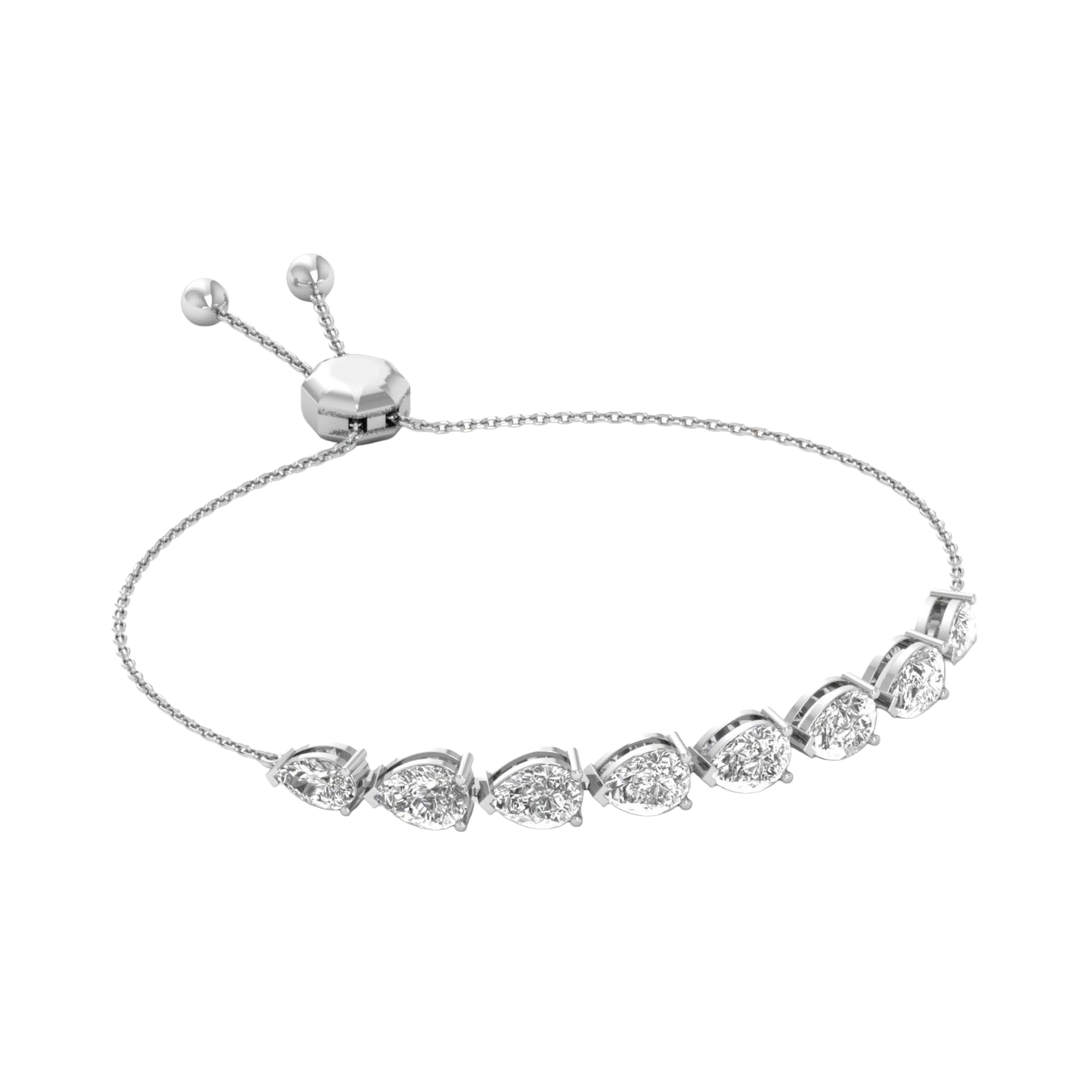 Armband aus 5 Karat mit Hauptstein in Birnenform von 0,7 Karat - 037