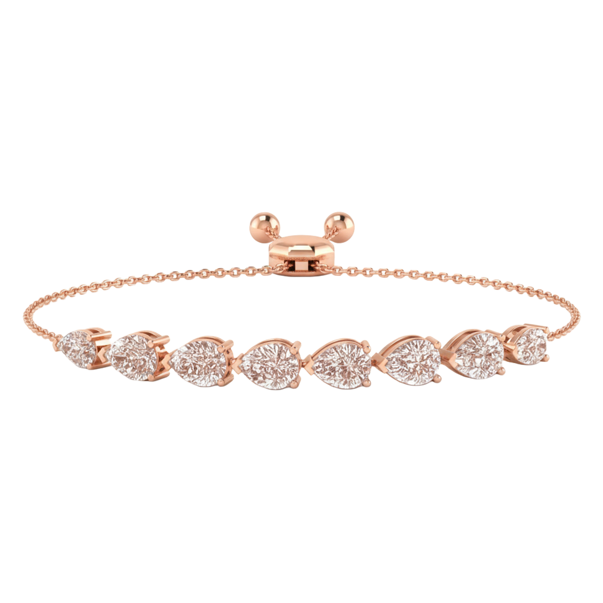 Armband aus 5 Karat mit Hauptstein in Birnenform von 0,7 Karat - 037
