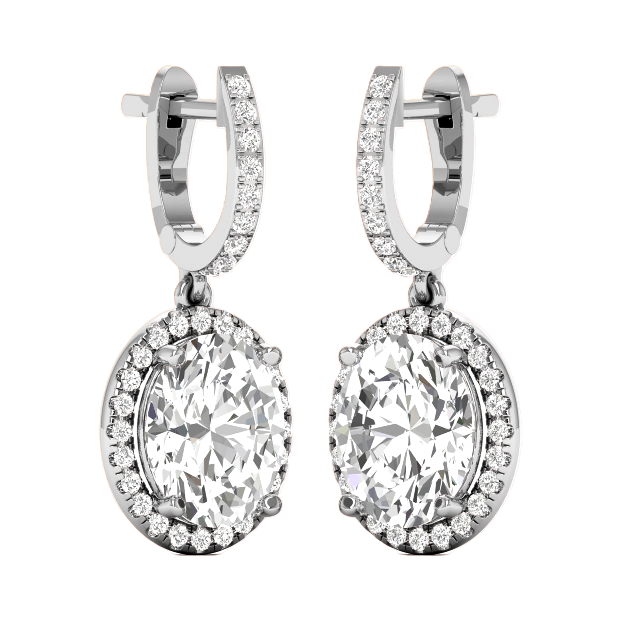 Tin Diamonds Oval Drop Earrings - 5.7ct
