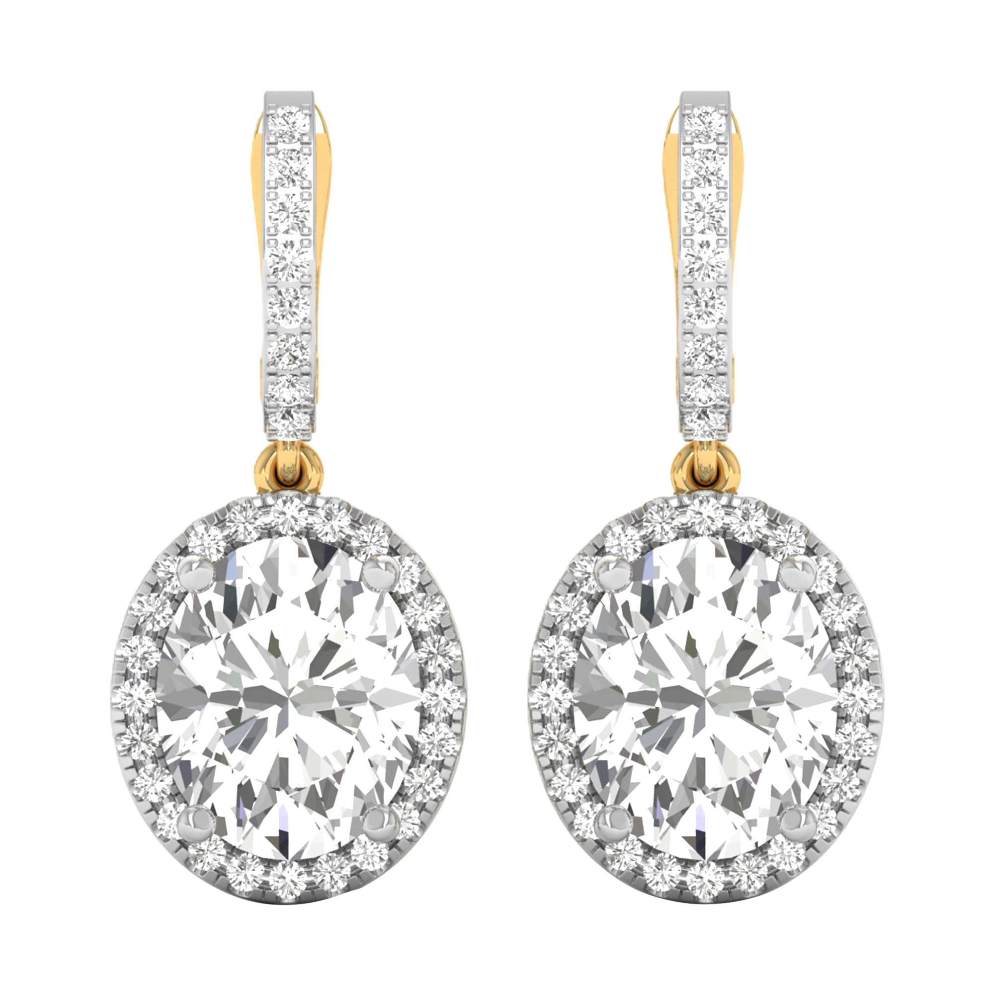 Tin Diamonds Oval Drop Earrings - 5.7ct