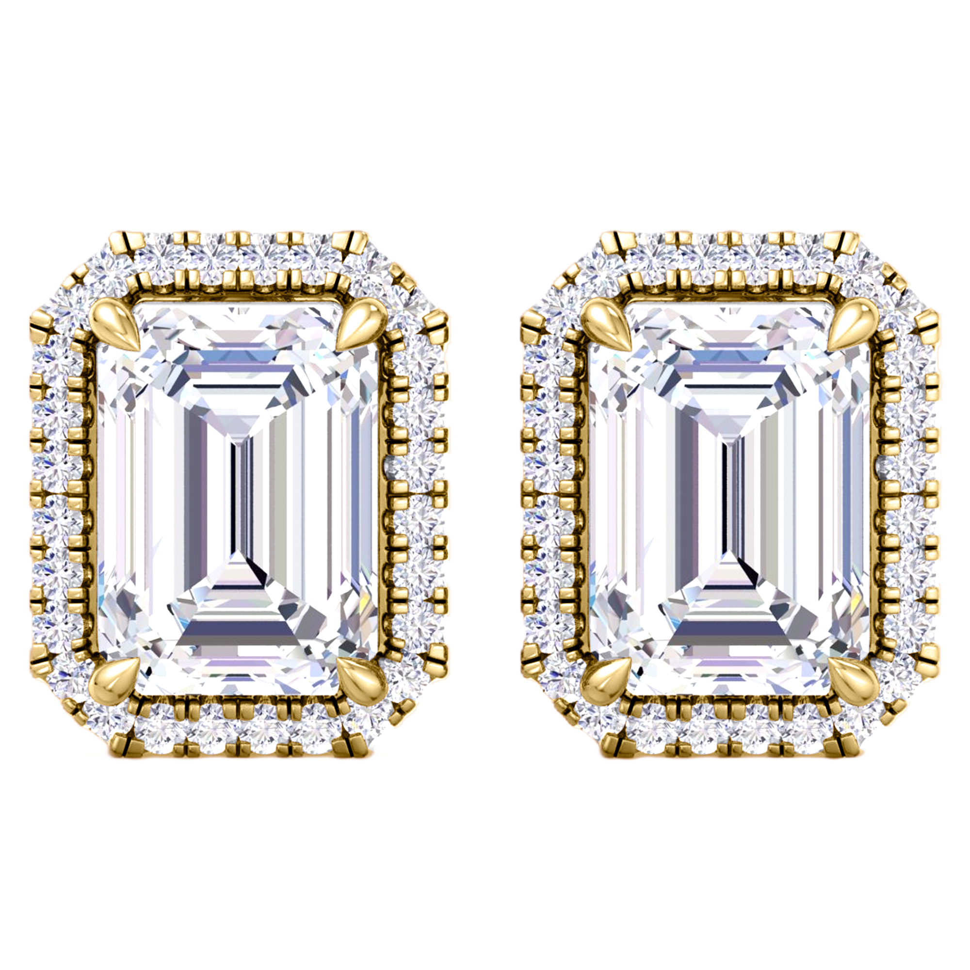 Liebevolle Diamant-Ohrstecker Smaragd - 3.9ct bis 6.3ct
