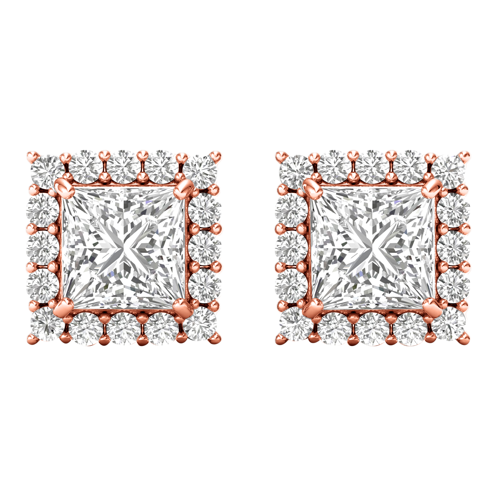 Maya Diamanten Ohrstecker Prinzessschliff - 5.1ct
