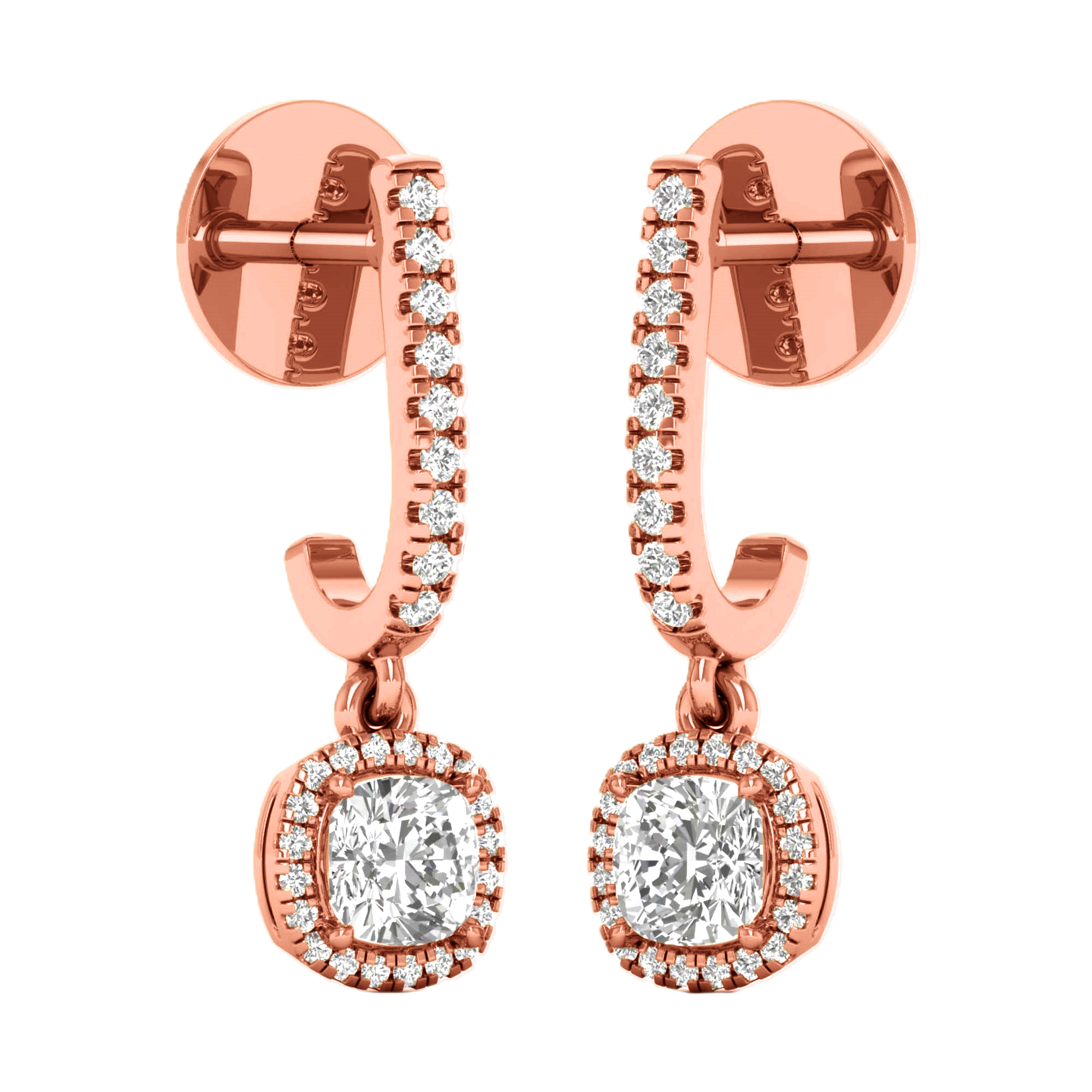 Bente Dangle Earrings Cushion - 1.4ct to 4.4ct