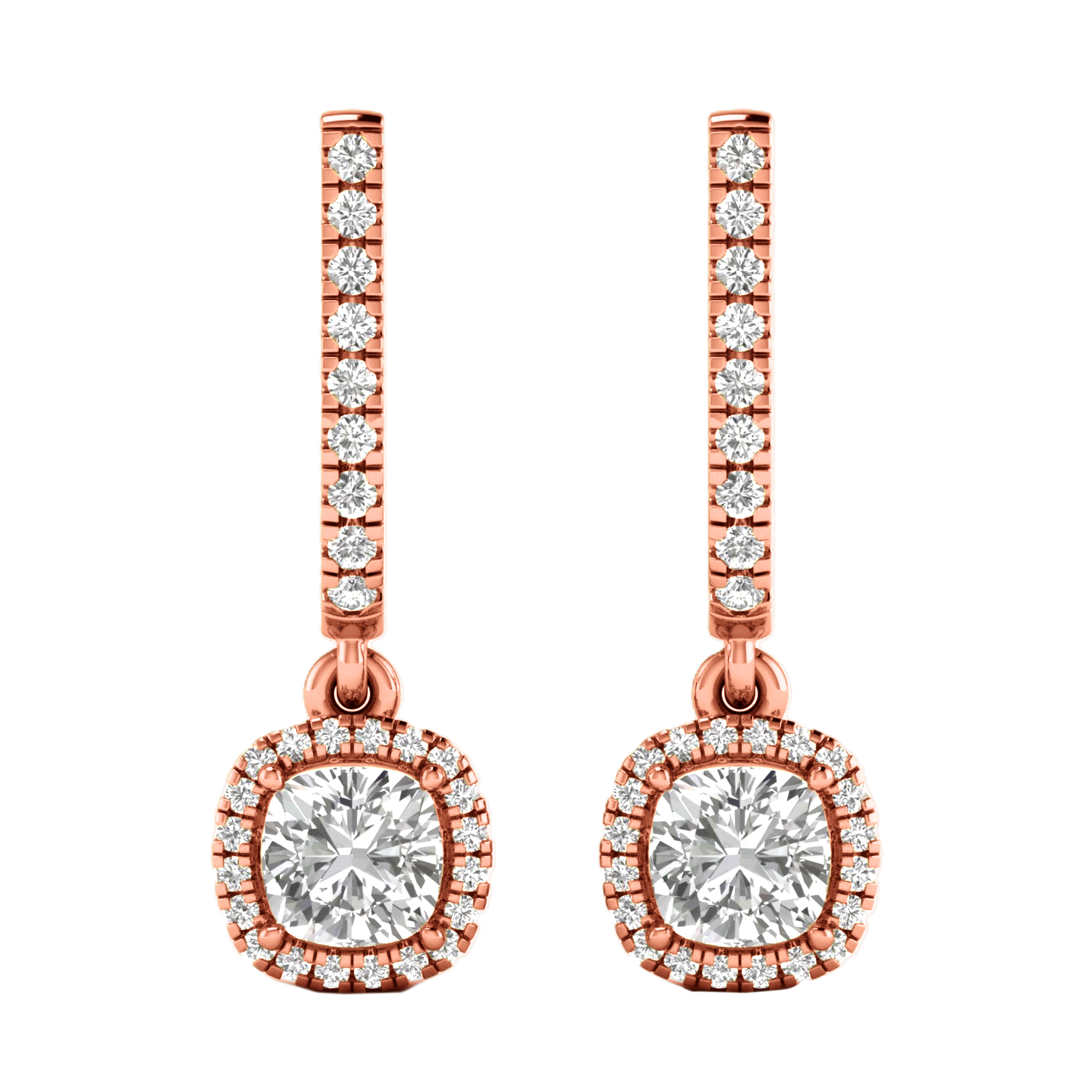 Bente Dangle Earrings Cushion - 1.4ct to 4.4ct