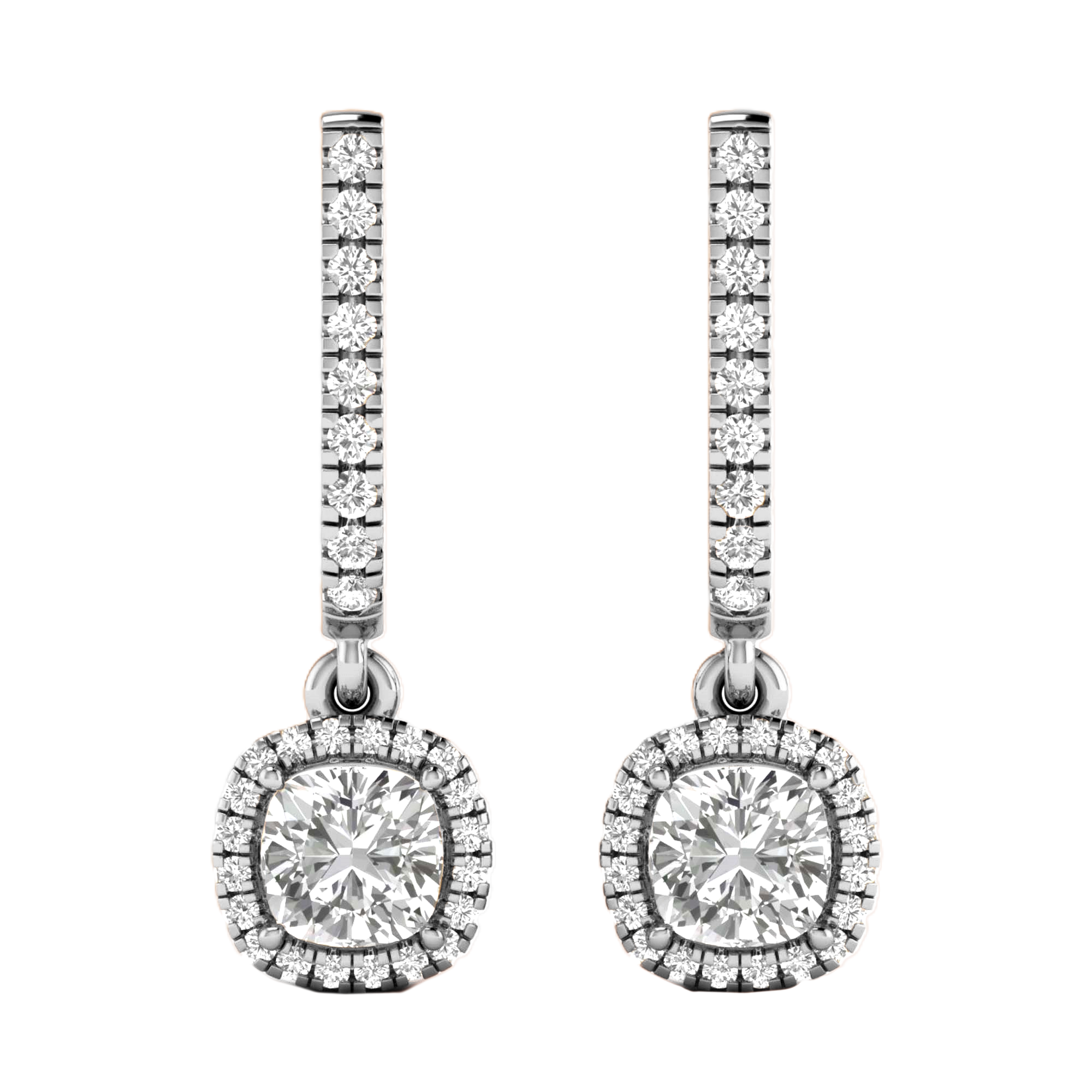 Bente Dangle Earrings Cushion - 1.4ct to 4.4ct