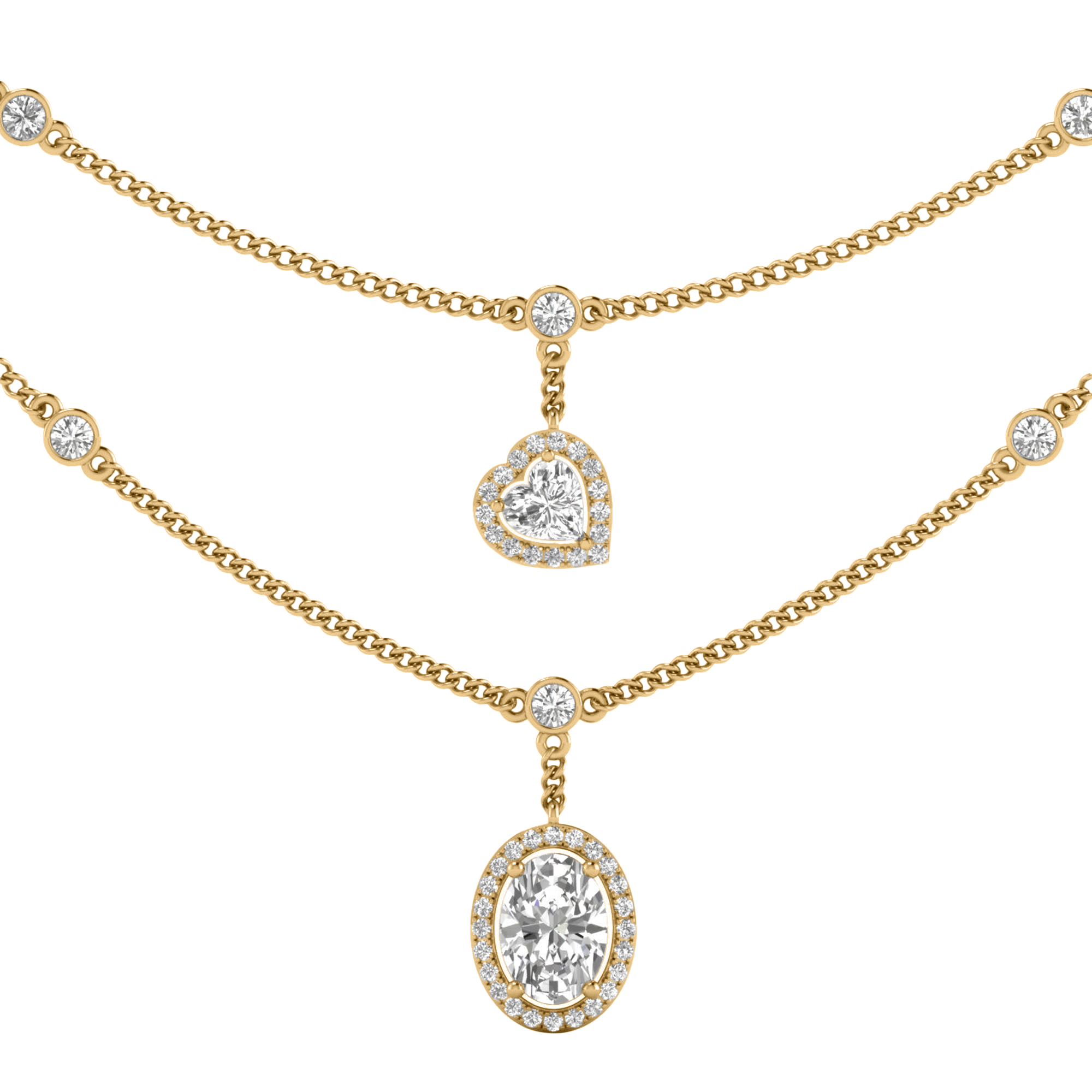 3,21-Karat-Kette mit ovalem Hauptstein von 1,5 Karat - 076