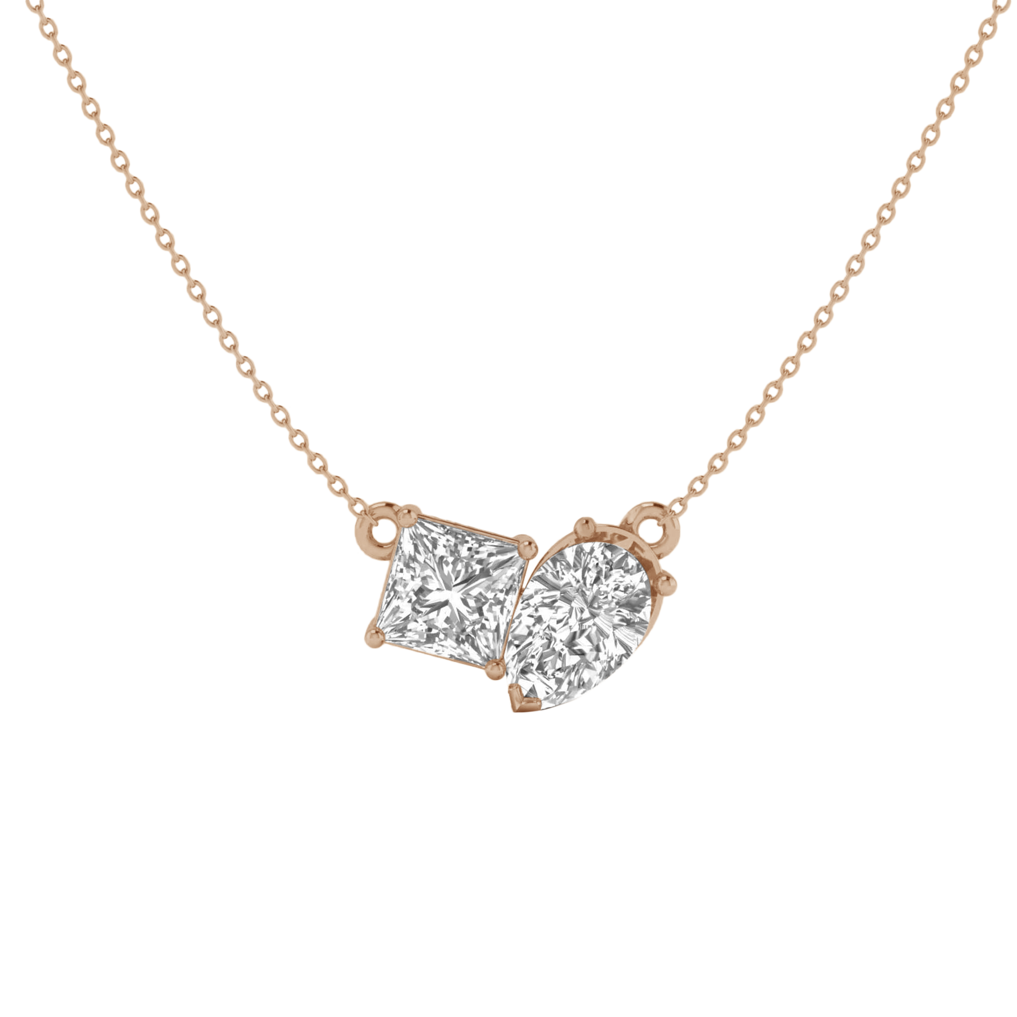 Teddy Diamanten Toi Et Moi Ketting Peer & Princess - 2ct