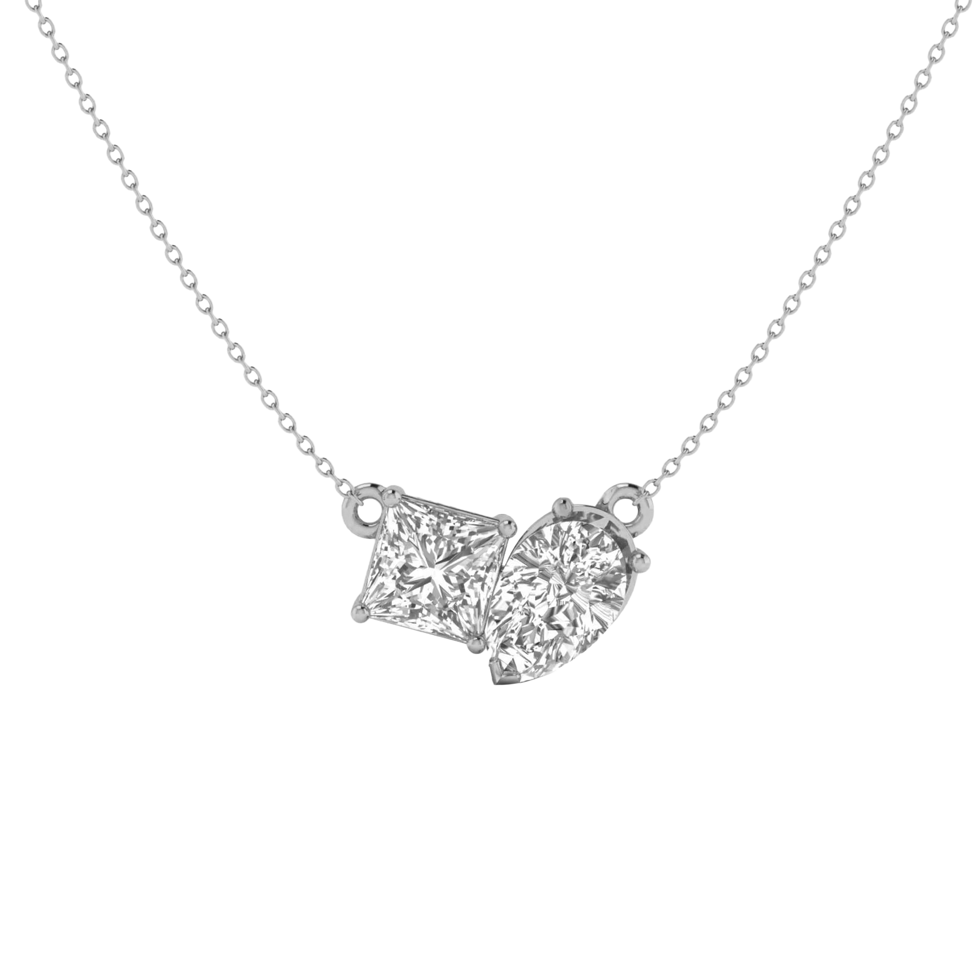 Teddy Diamanten Toi Et Moi Ketting Peer & Princess - 2ct