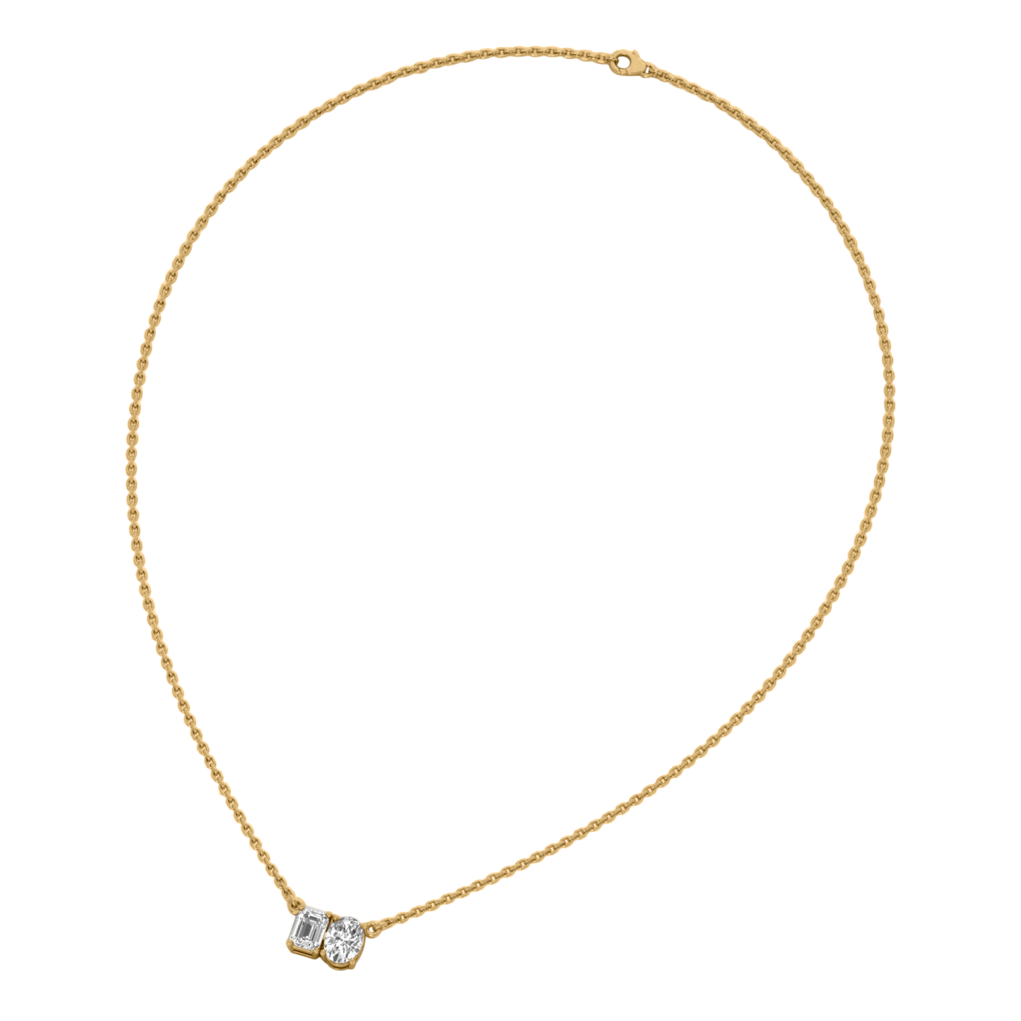Teddy Diamond Toi Et Moi Necklace Emerald & Oval - 2ct