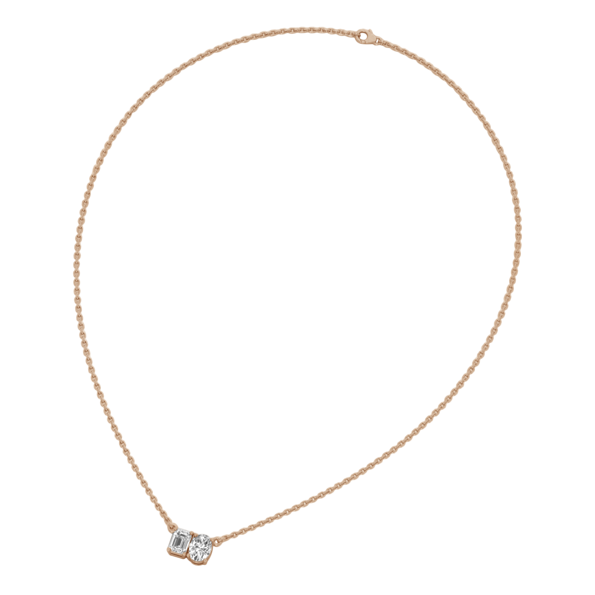 Teddy Diamond Toi Et Moi Necklace Emerald & Oval - 2ct