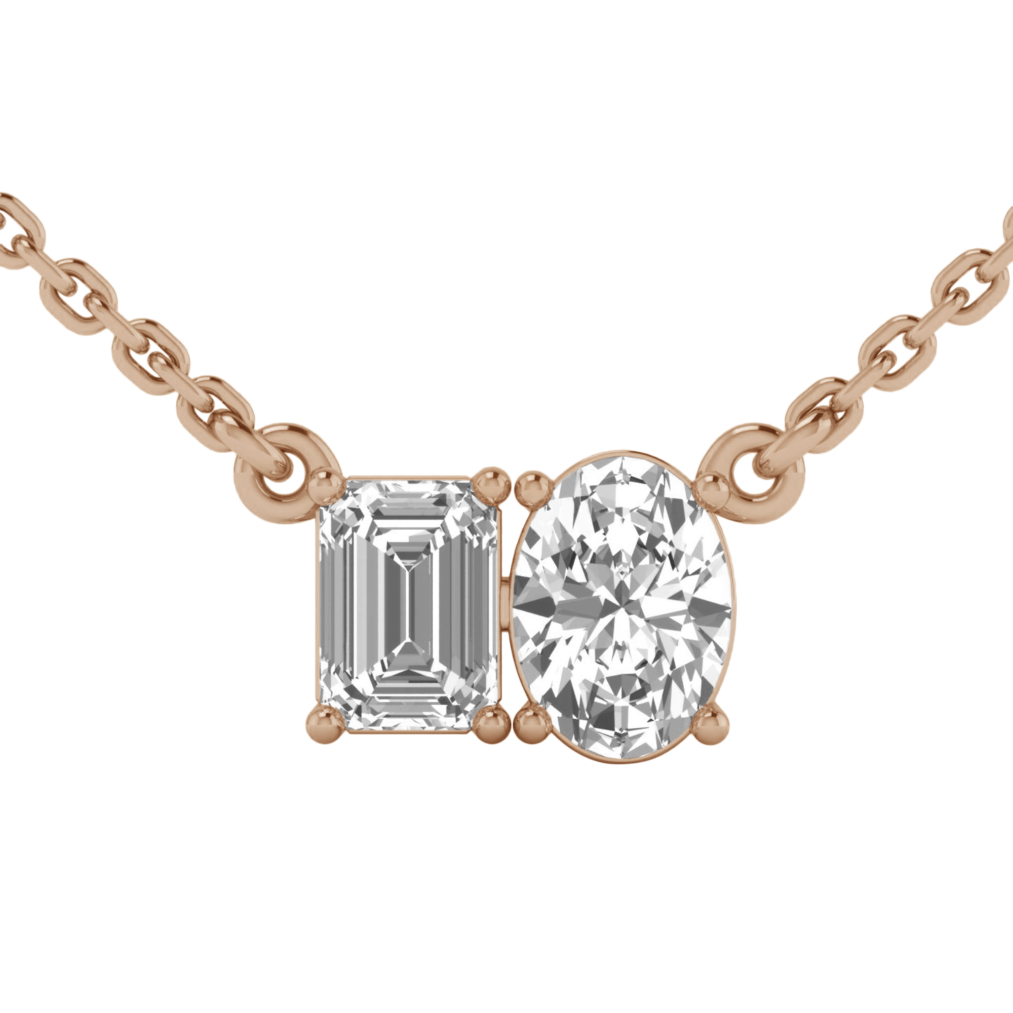 Teddy Diamond Toi Et Moi Necklace Emerald & Oval - 2ct
