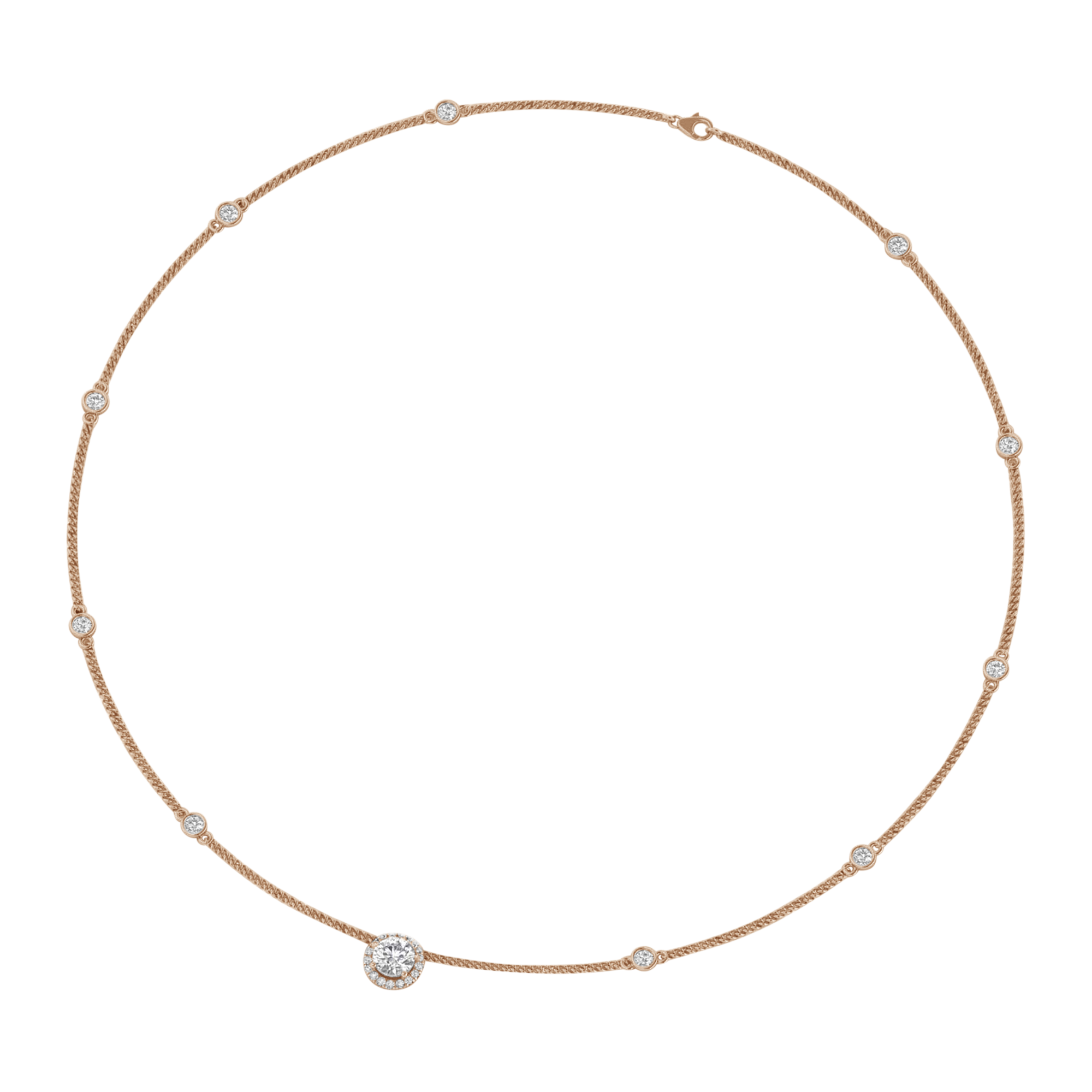 Kette von 2,27 Karat mit rundem Hauptstein von 1 Karat - 129