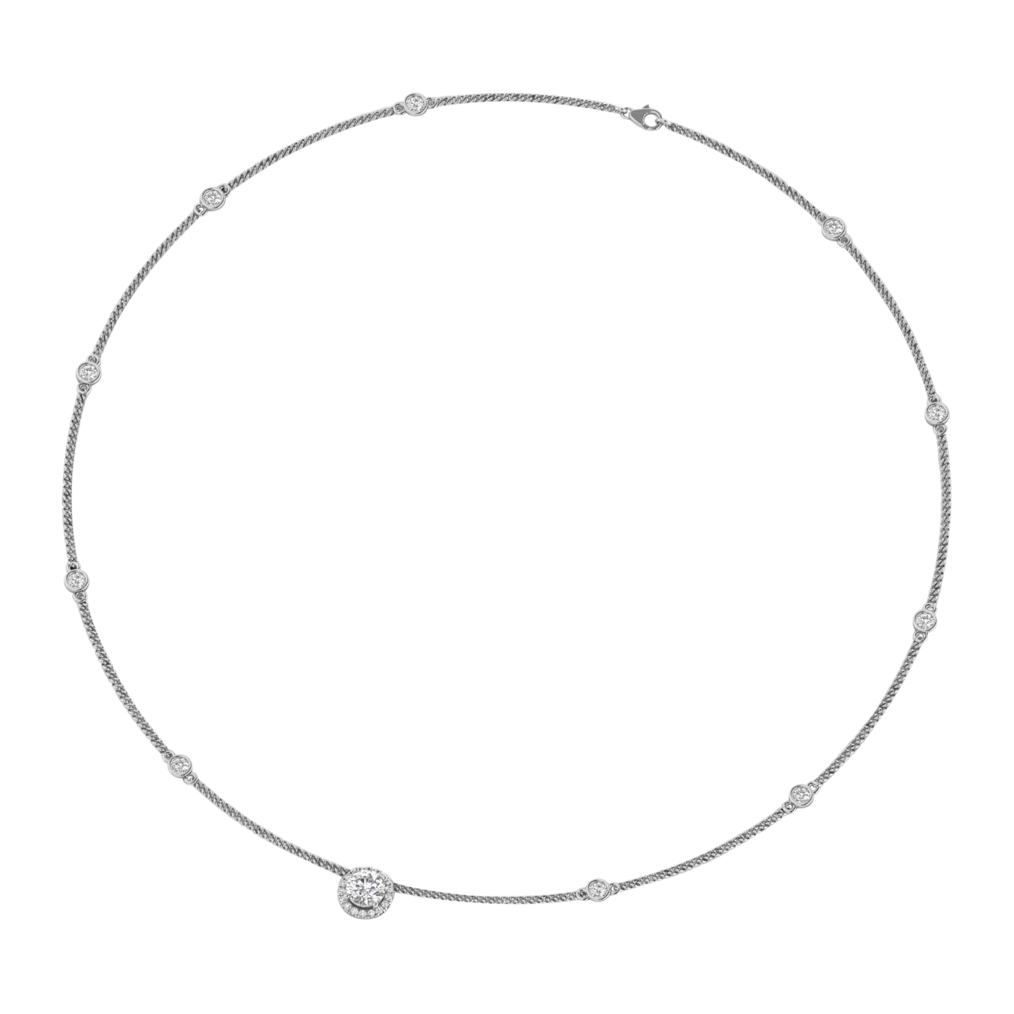 Kette von 2,27 Karat mit rundem Hauptstein von 1 Karat - 129