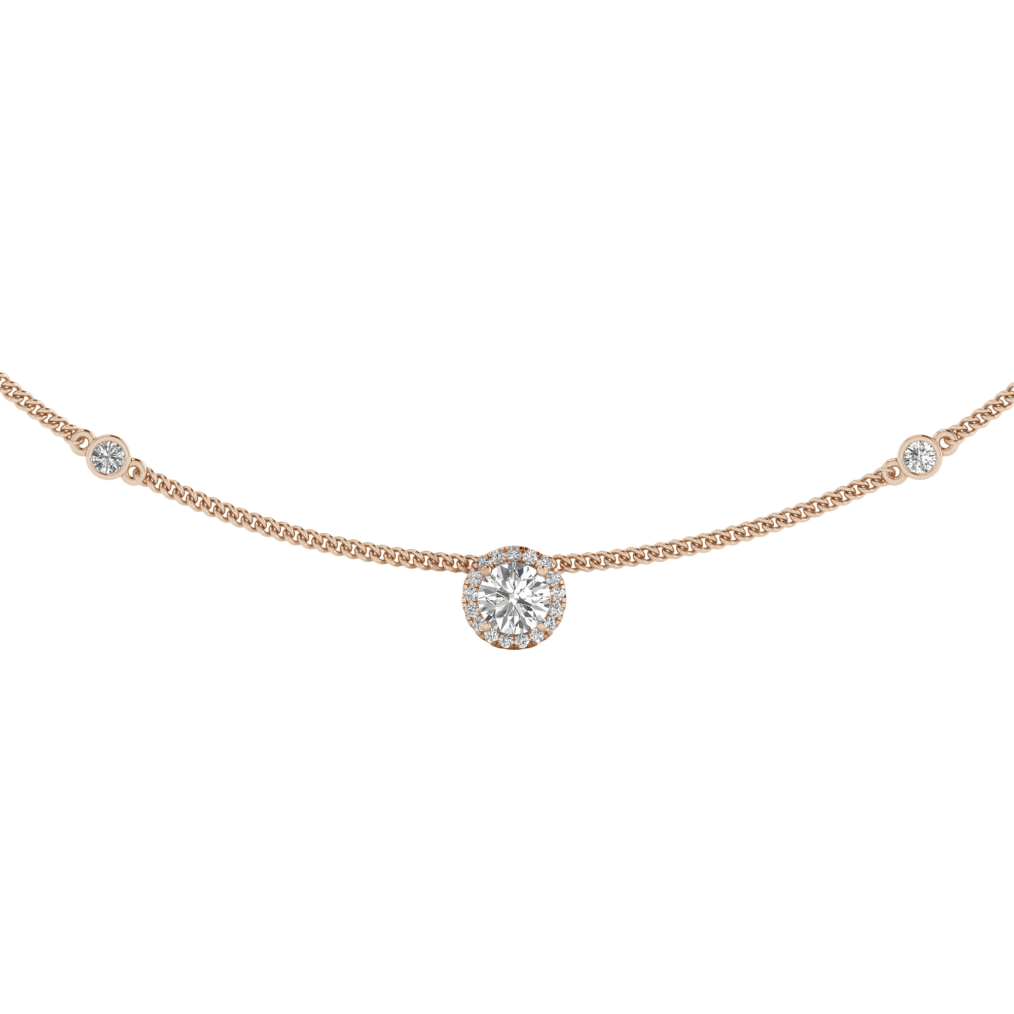 Kette von 2,27 Karat mit rundem Hauptstein von 1 Karat - 129