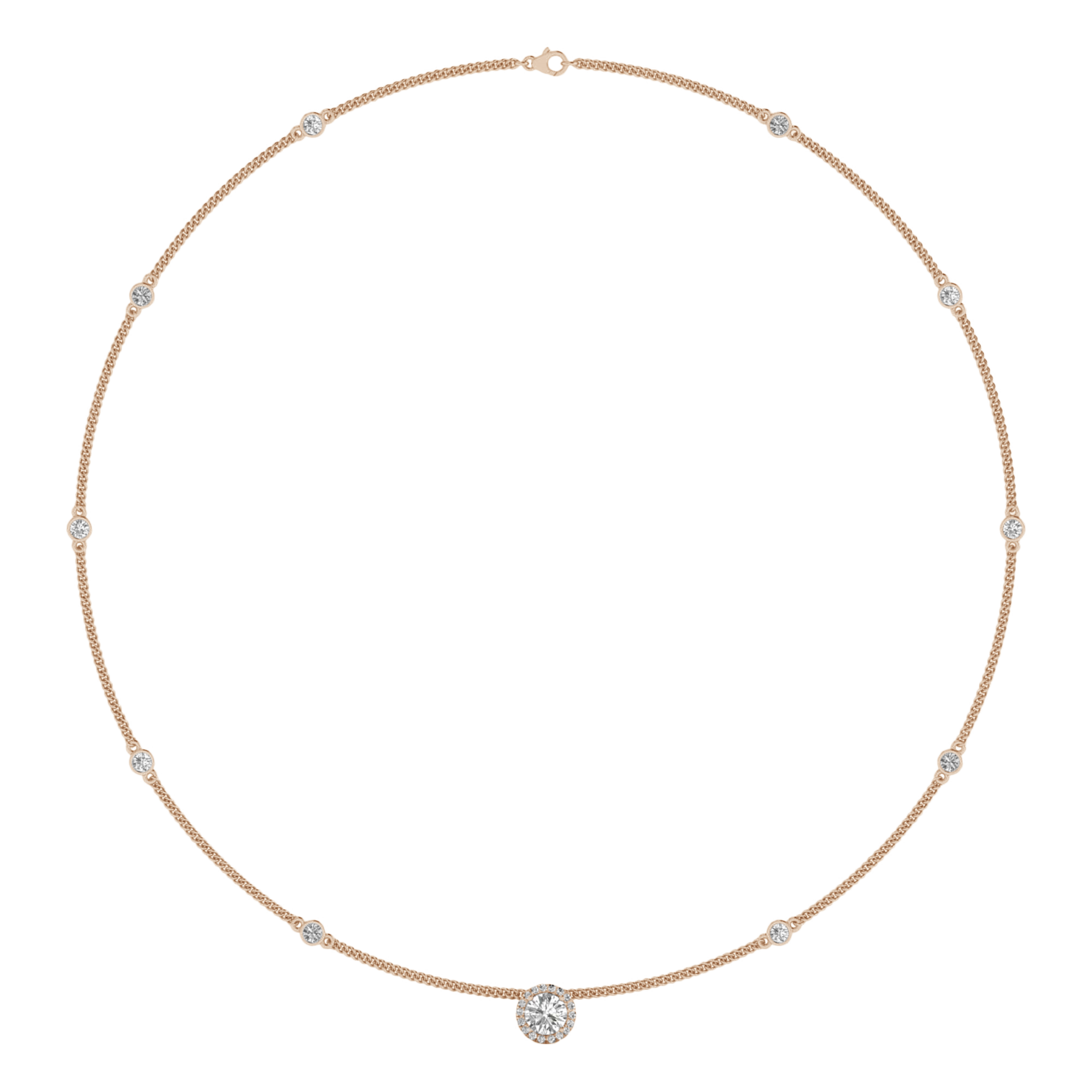Kette von 2,27 Karat mit rundem Hauptstein von 1 Karat - 129