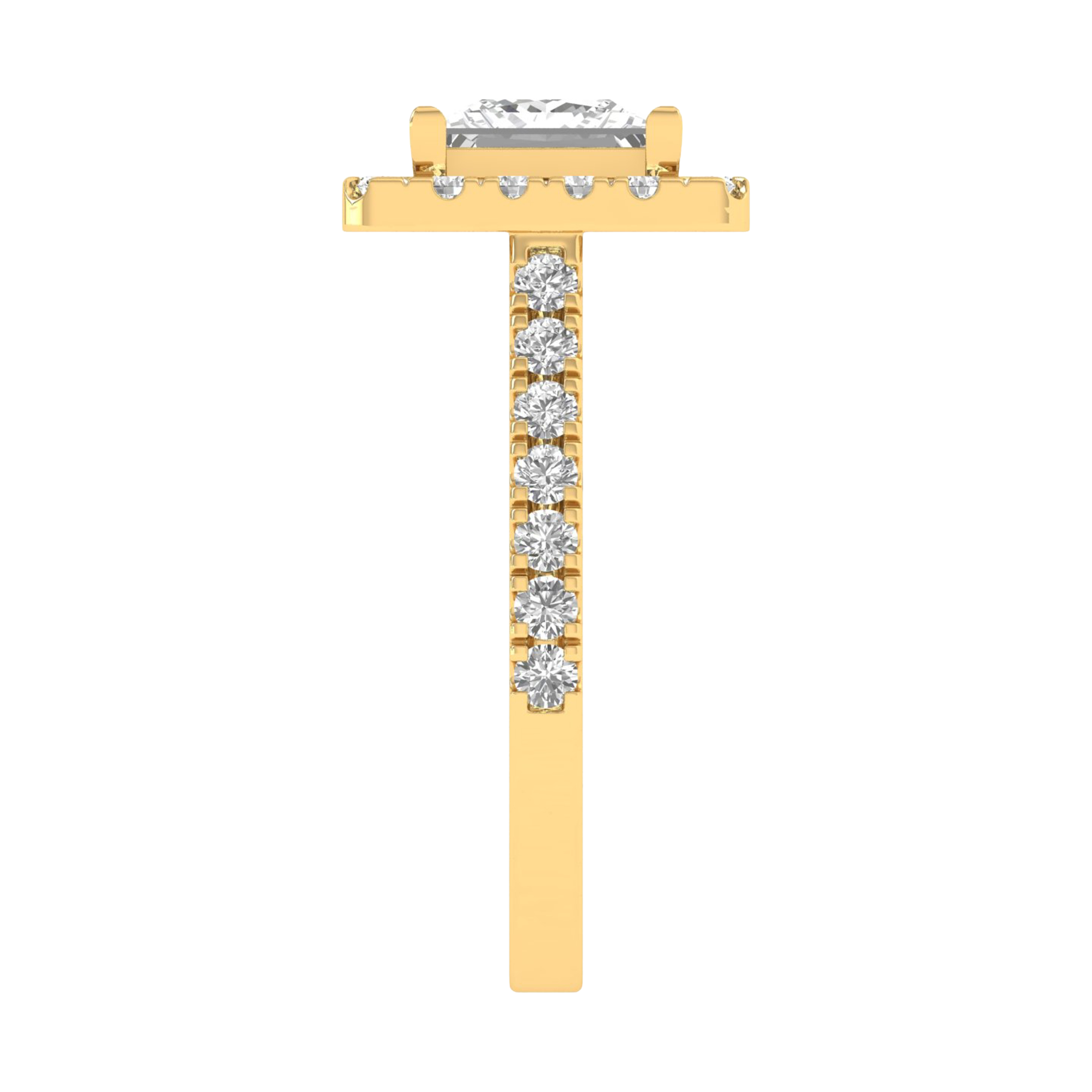 Princess halo ring met pavé band 2,8 karaat