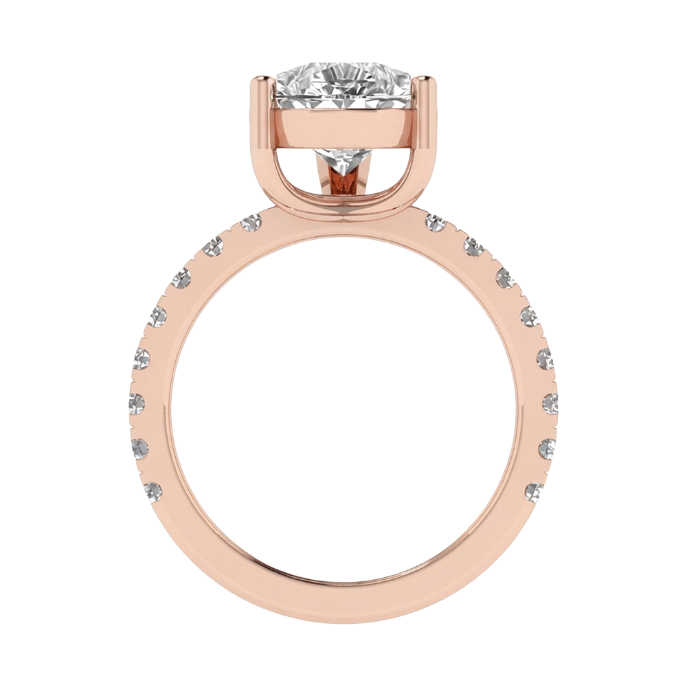 4.65 karaat peer solitaire‑pavé ring met verfijnde rechte pavé‑band