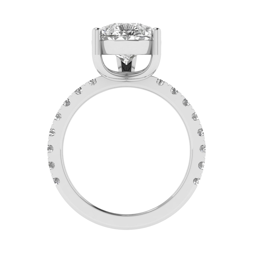 4.65 karaat peer solitaire‑pavé ring met verfijnde rechte pavé‑band