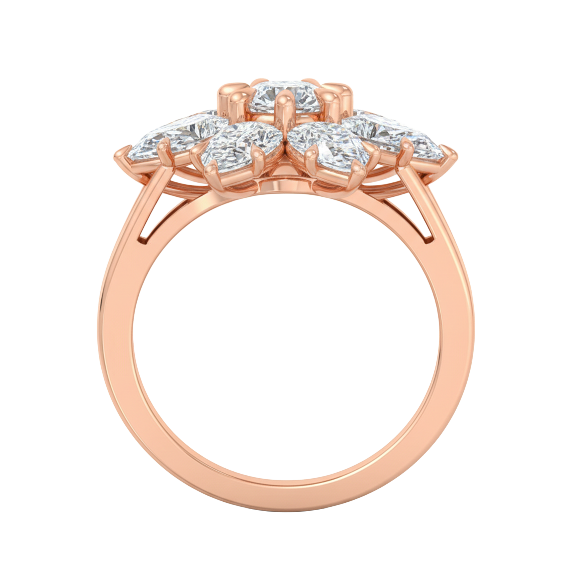 Entourage ring met bloemdesign van peer en ronde diamanten 3,79 karaat