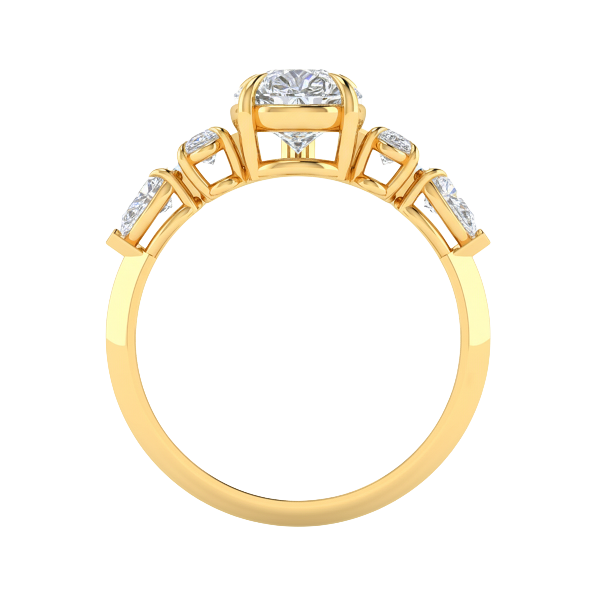 Vijf‑stenen ring met ovaal en peer diamanten 2,28 karaat