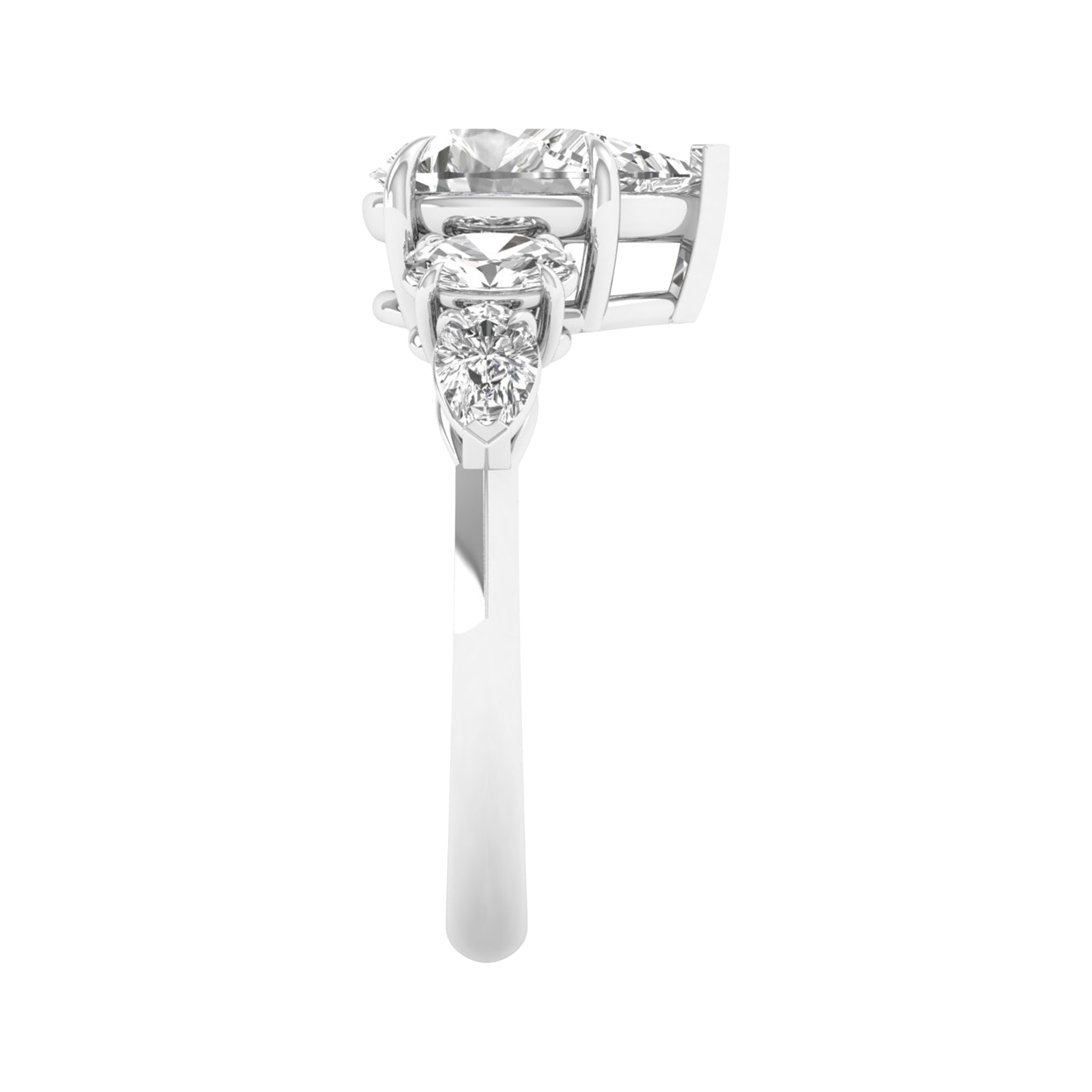 Vijf‑stenen ring met ovaal en peer diamanten 2,28 karaat