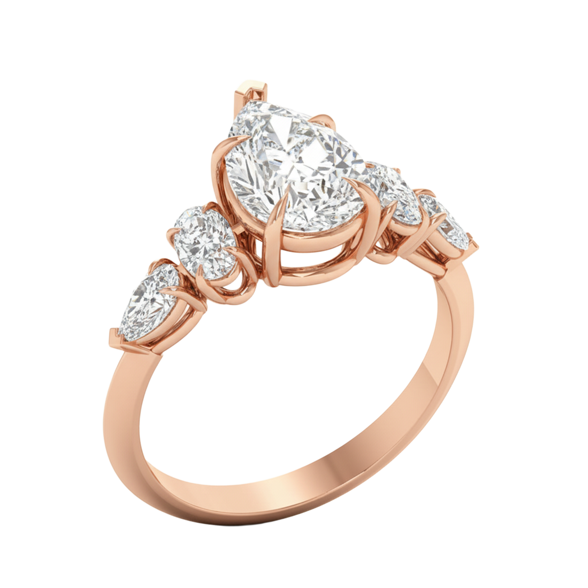 Vijf‑stenen ring met ovaal en peer diamanten 2,28 karaat