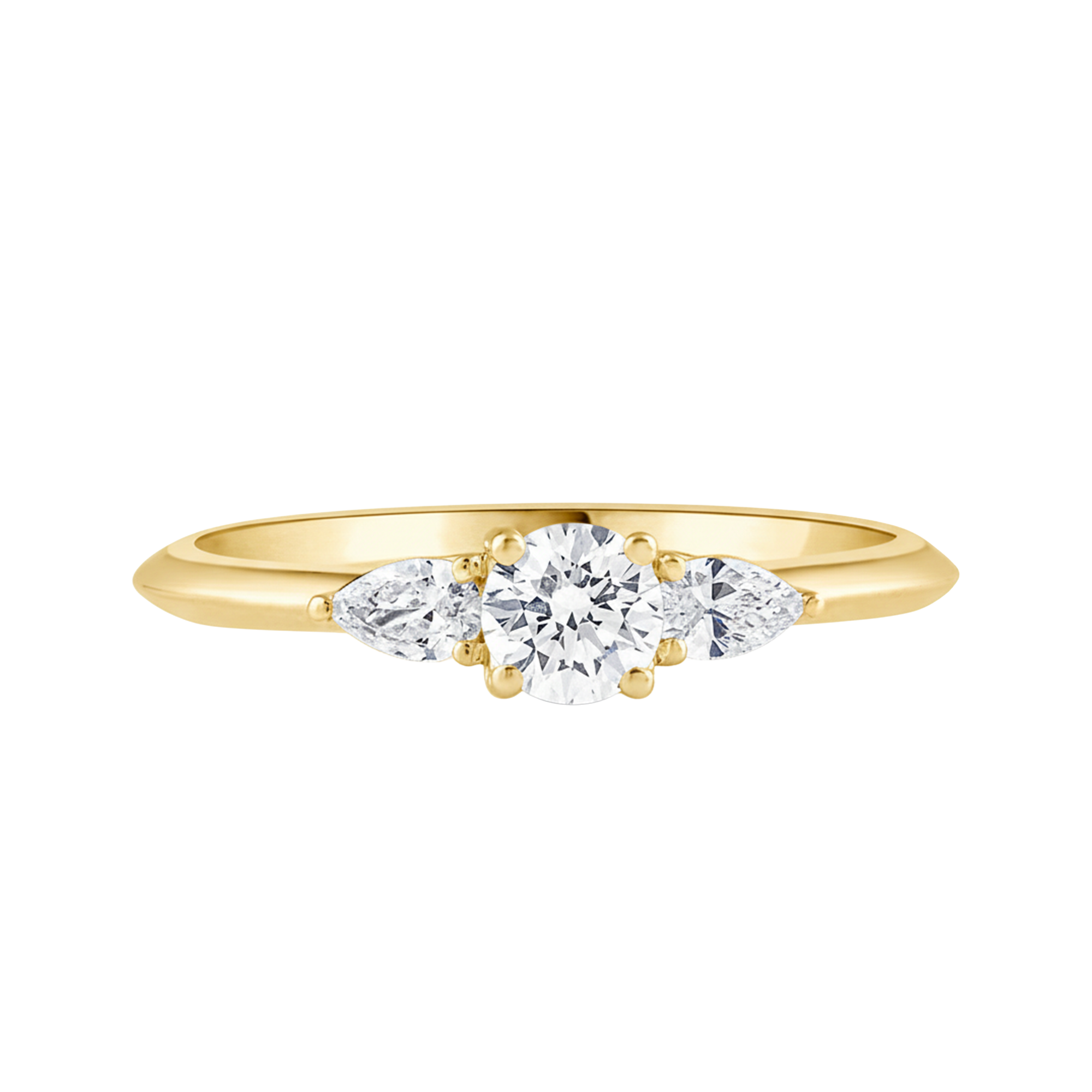 3 Steen ring van 0.68 karaat met hoofdsteen in vorm Rond van 0,51 karaat - 134