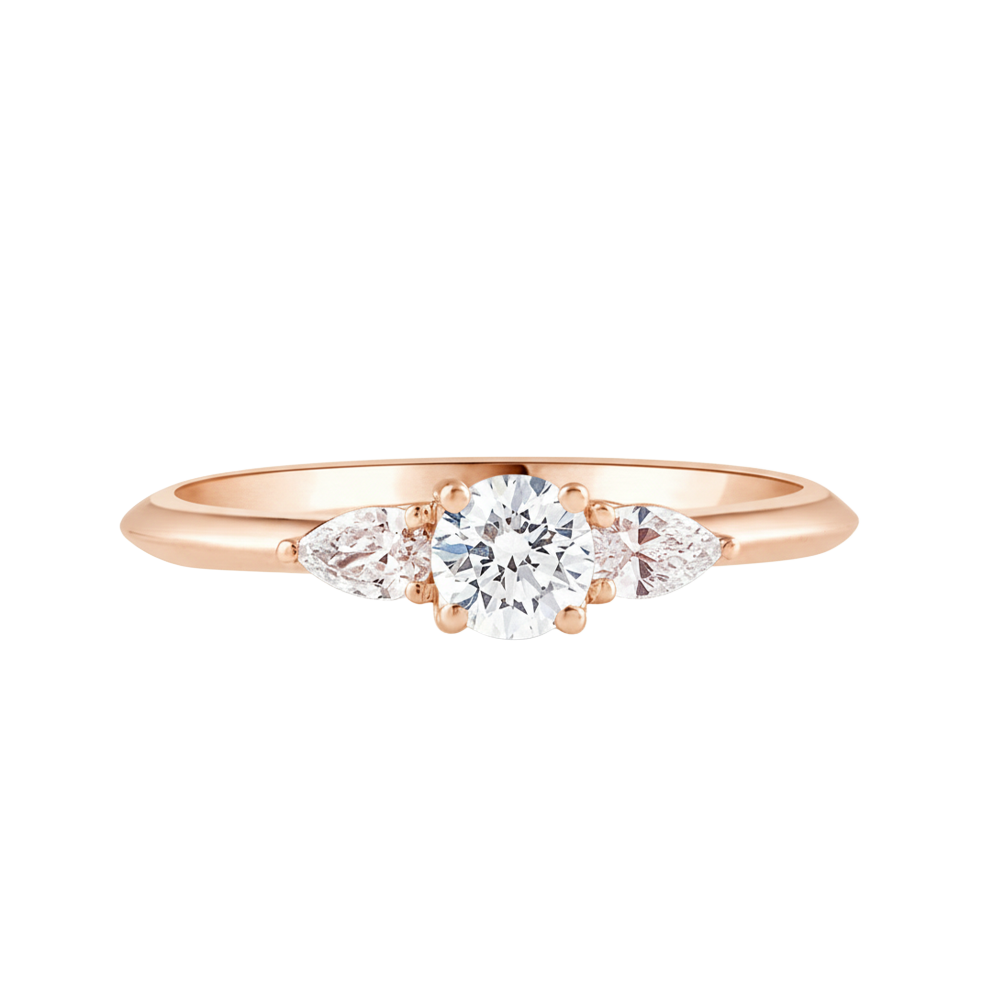 3 Steen ring van 0.68 karaat met hoofdsteen in vorm Rond van 0,51 karaat - 134