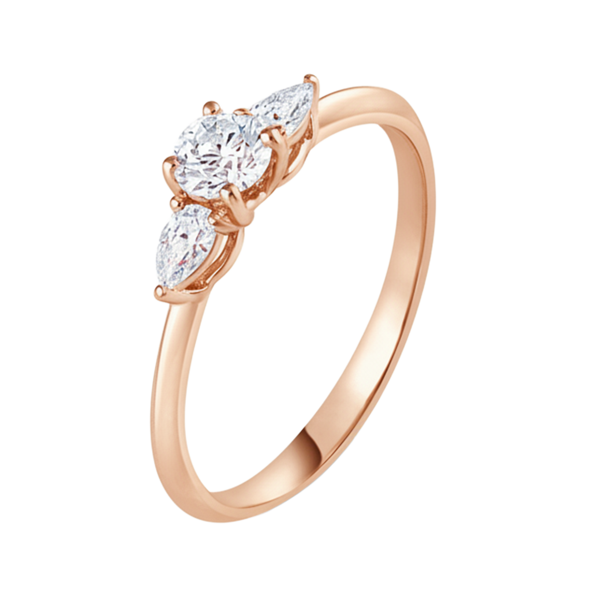 3 Steen ring van 0.68 karaat met hoofdsteen in vorm Rond van 0,51 karaat - 134