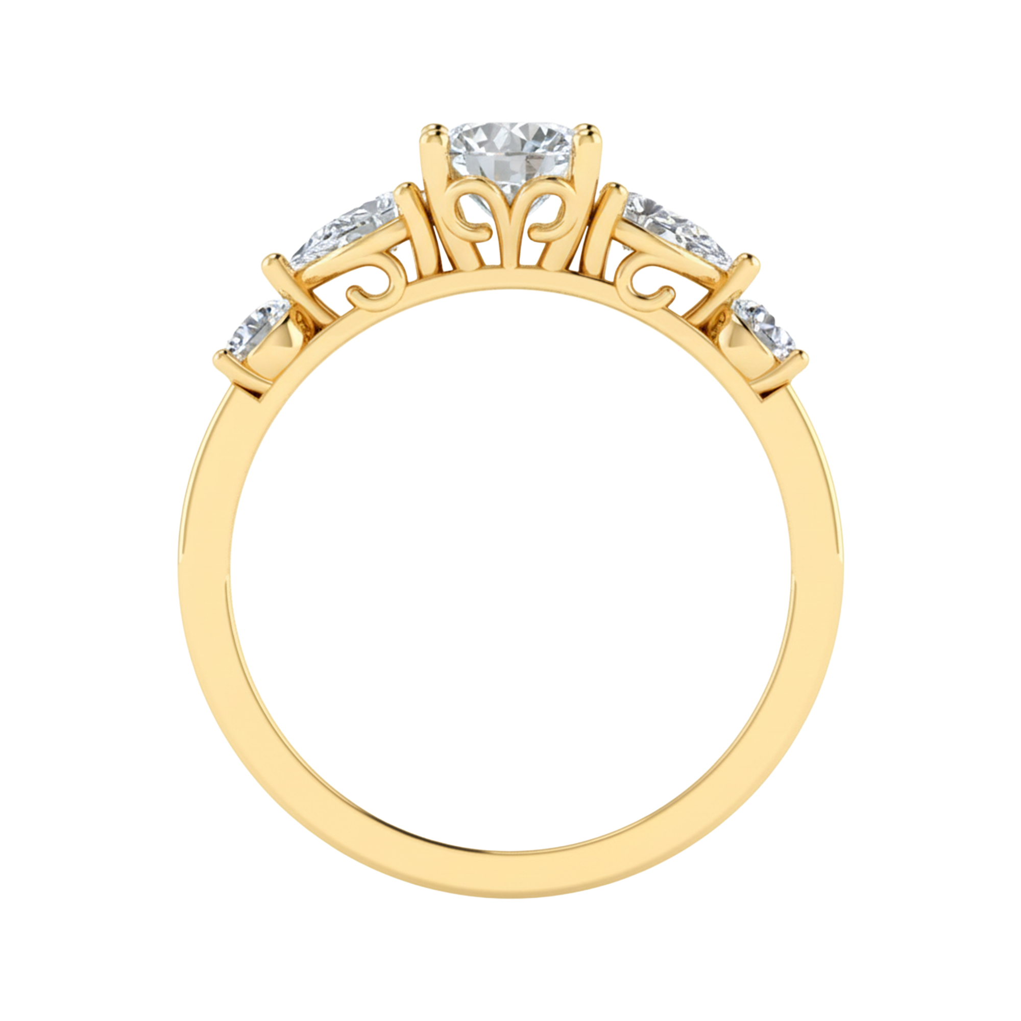 Vijf‑stenen ring met ronde en peer diamanten 1,29 karaat