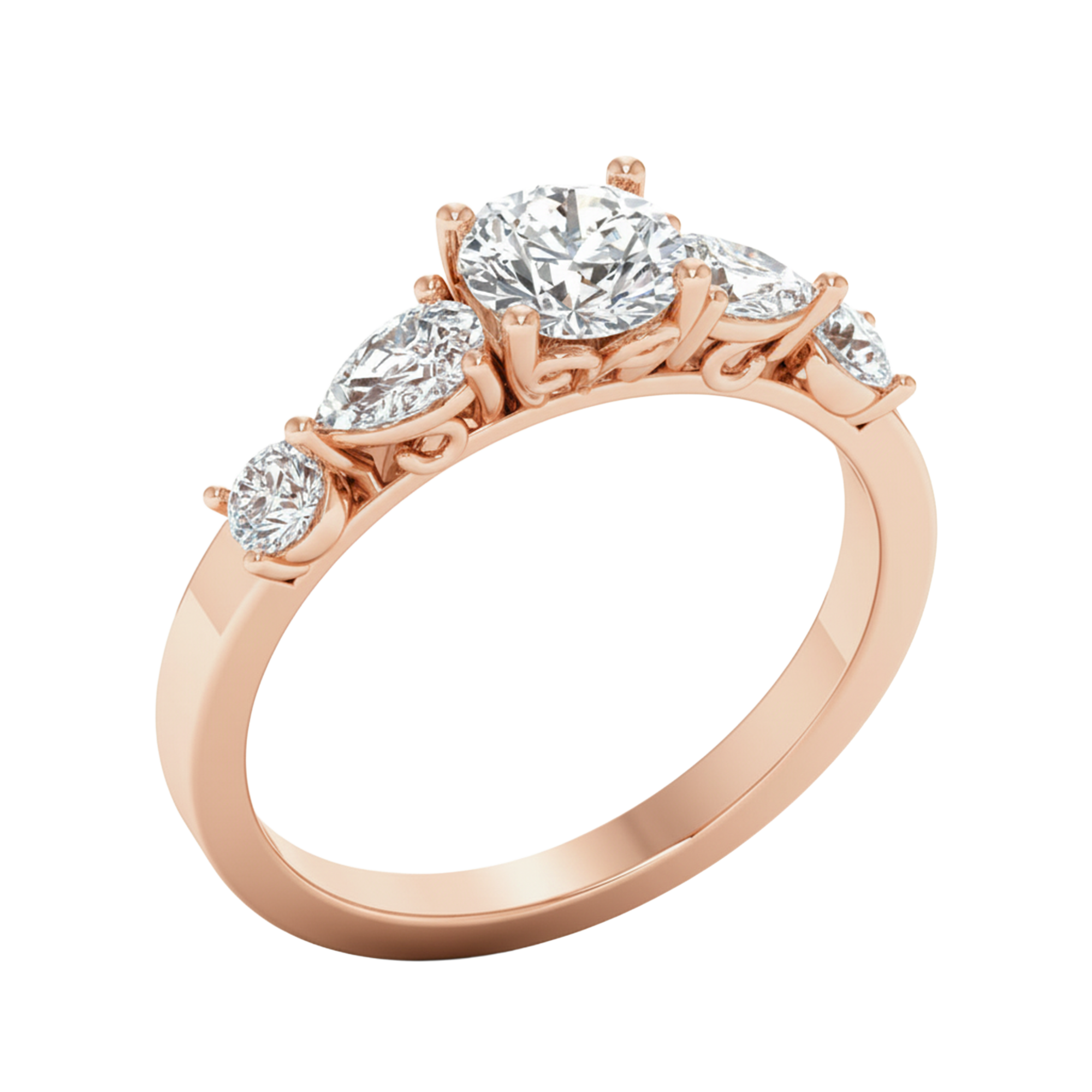 Vijf‑stenen ring met ronde en peer diamanten 1,29 karaat