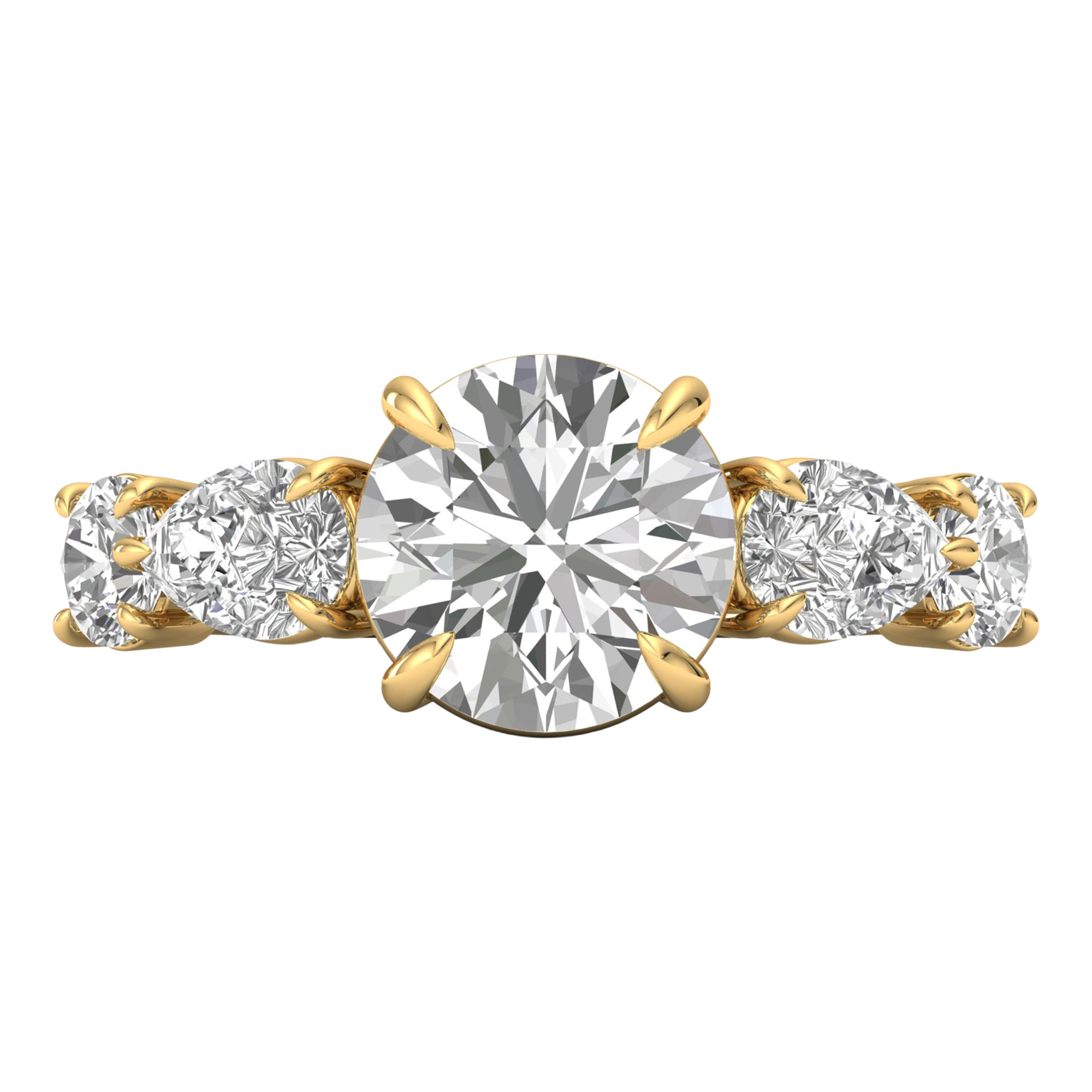 Vijf‑stenen ring met ronde en peer diamanten 3,3 karaat