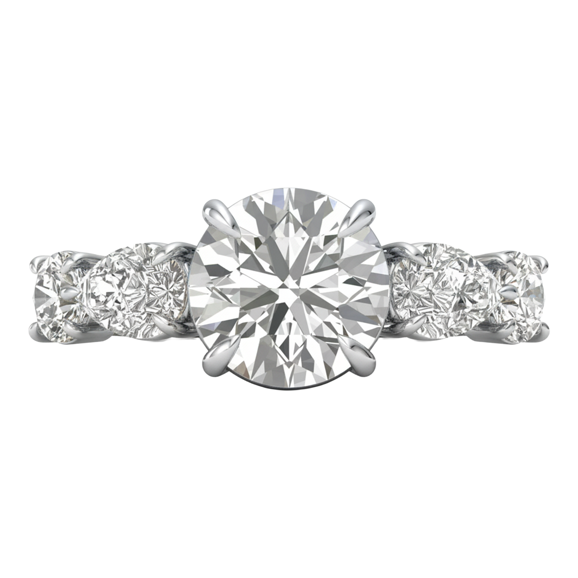 Vijf‑stenen ring met ronde en peer diamanten 3,3 karaat