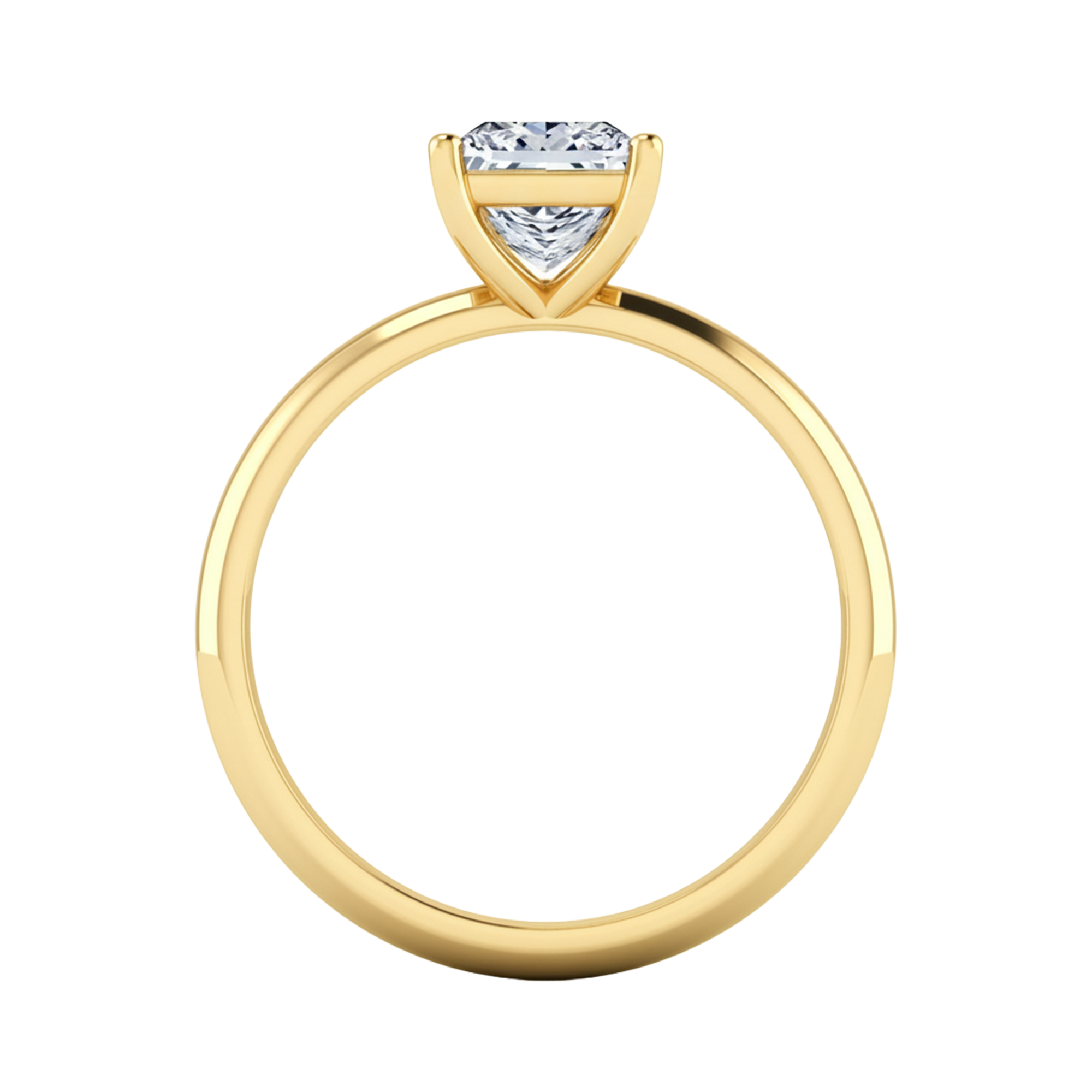 Solitaire ring met princess cut diamant en ronde band 1 karaat