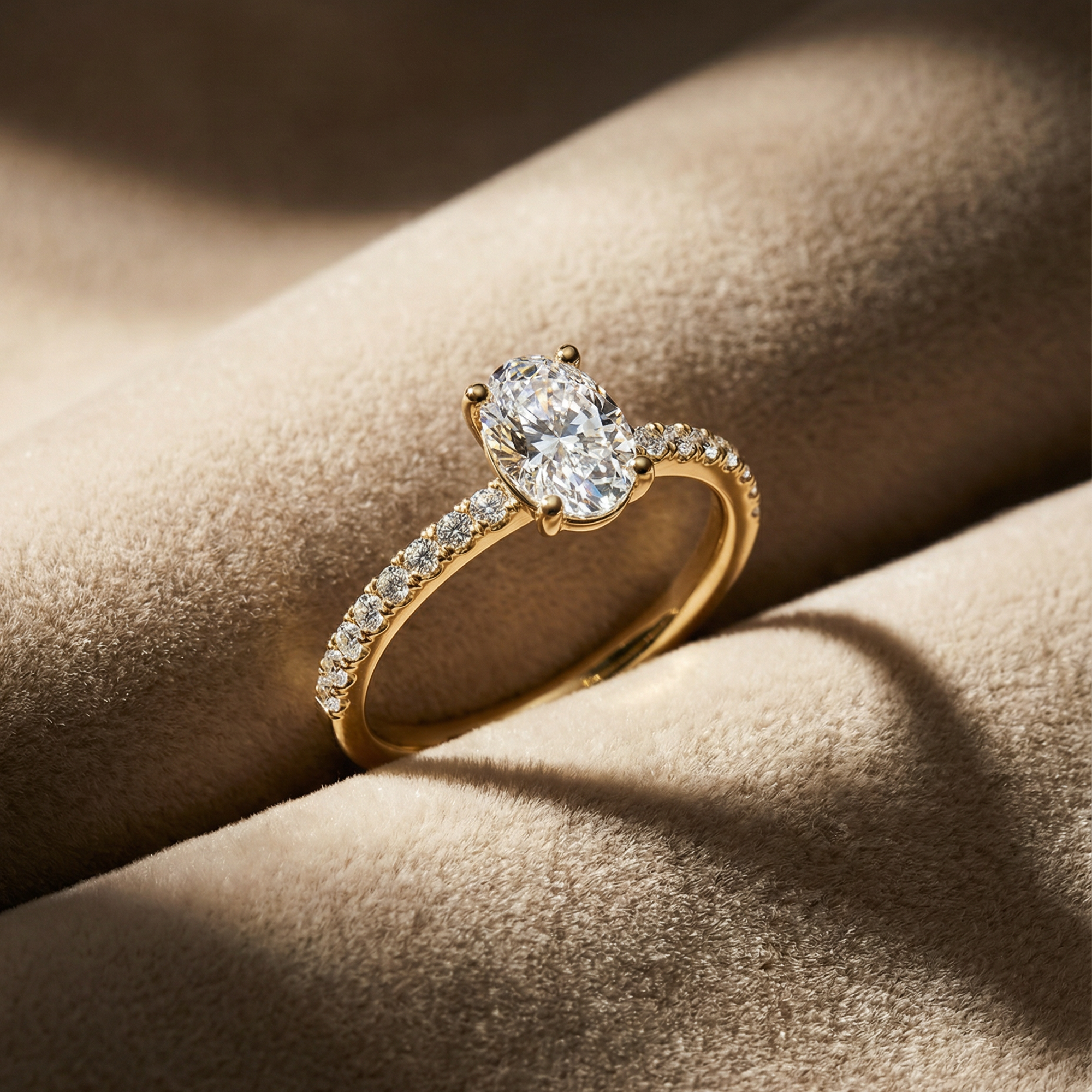 Flo Diamanten Solitaire Pavé Ring Ovaal - 0.7ct – 1.8ct
