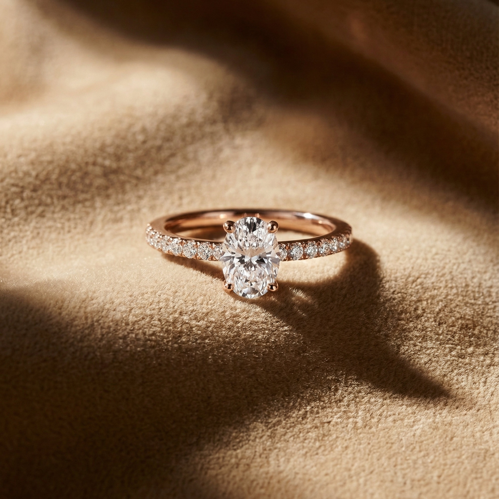 Flo Diamanten Solitaire Pavé Ring Ovaal - 0.7ct – 1.8ct