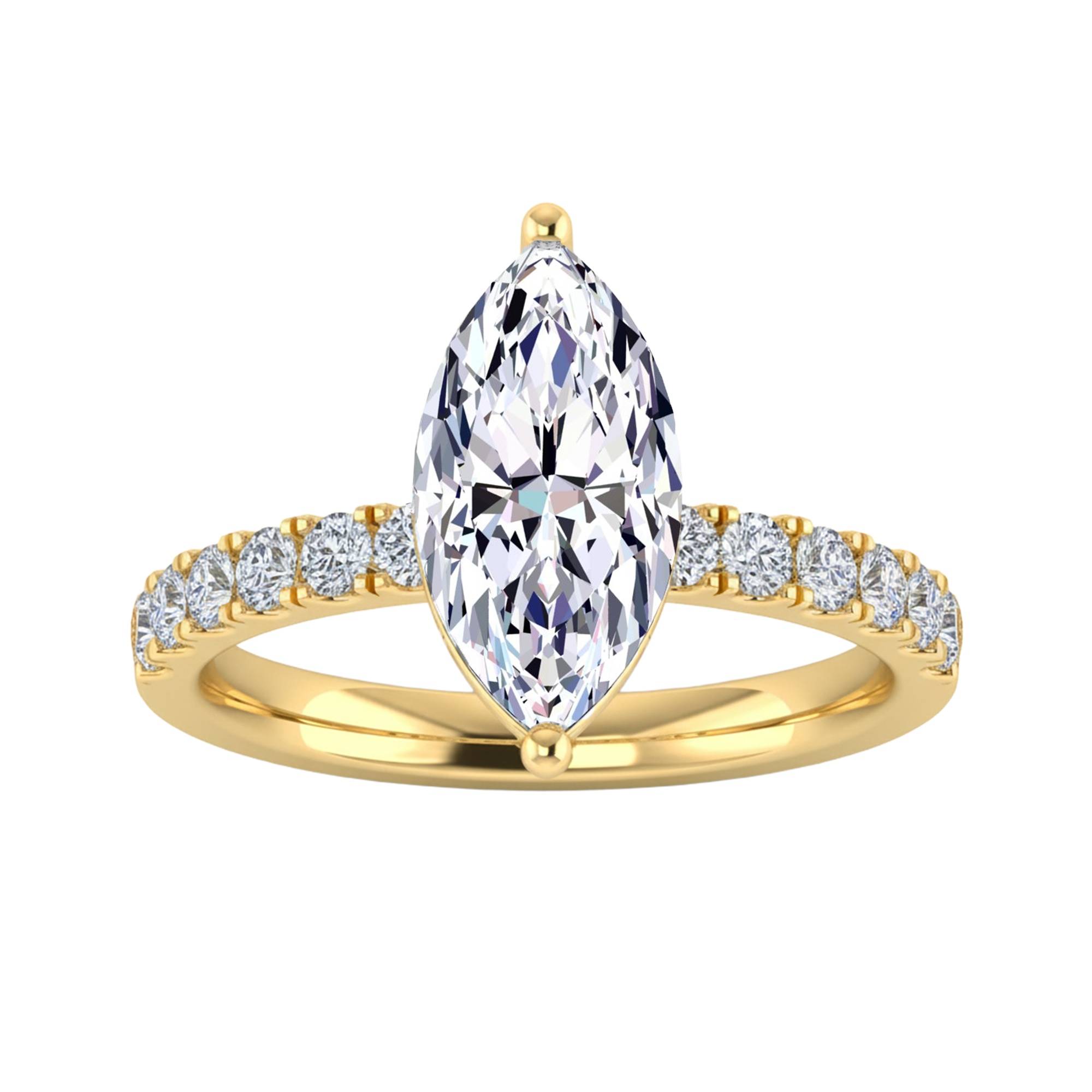 0.70–1.86 karaat marquise solitaire‑pavé ring met slanke pavé‑band
