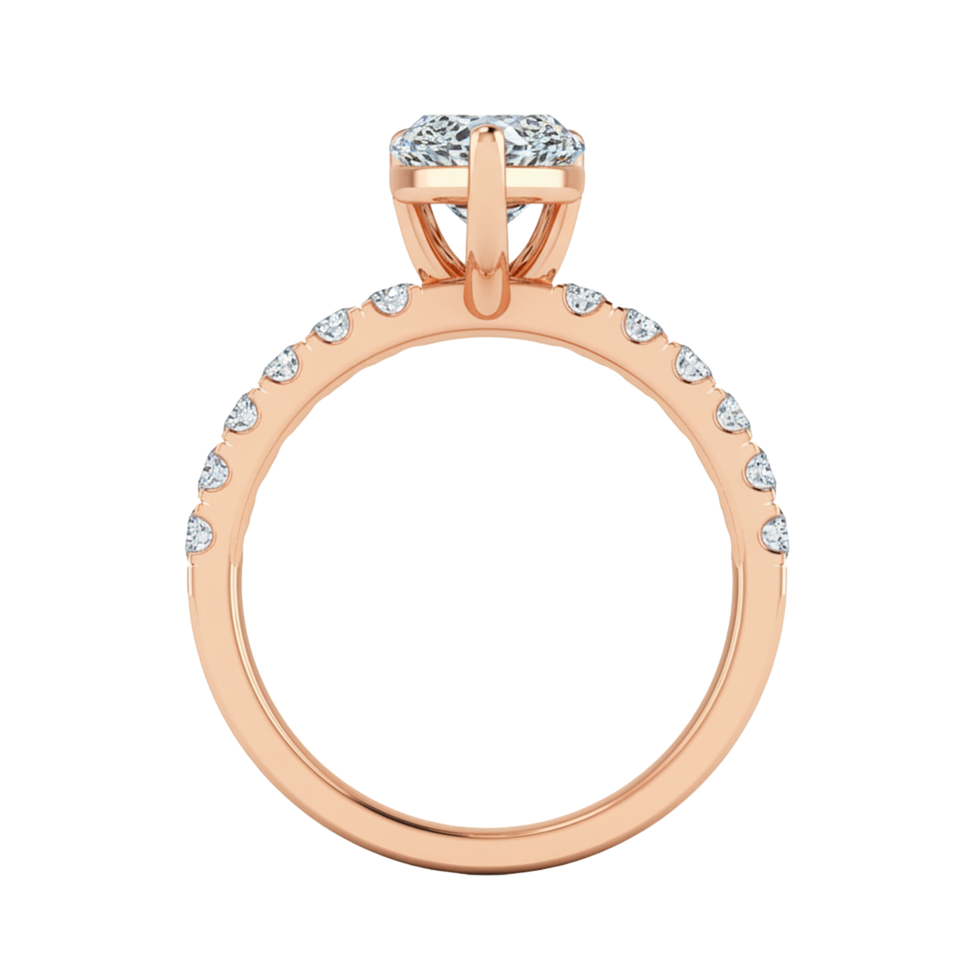 0.70–1.86 karaat marquise solitaire‑pavé ring met slanke pavé‑band