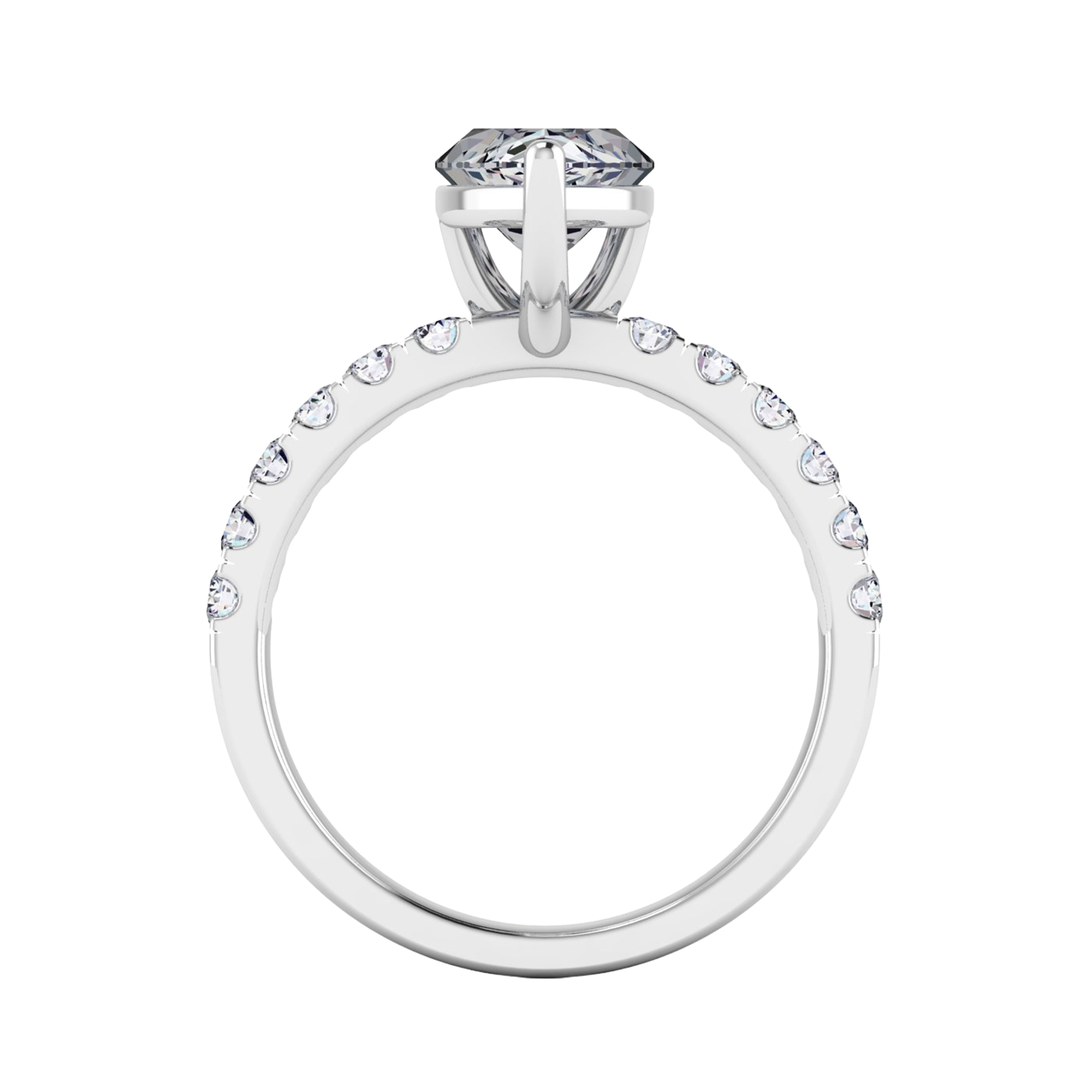 0.70–1.86 karaat marquise solitaire‑pavé ring met slanke pavé‑band