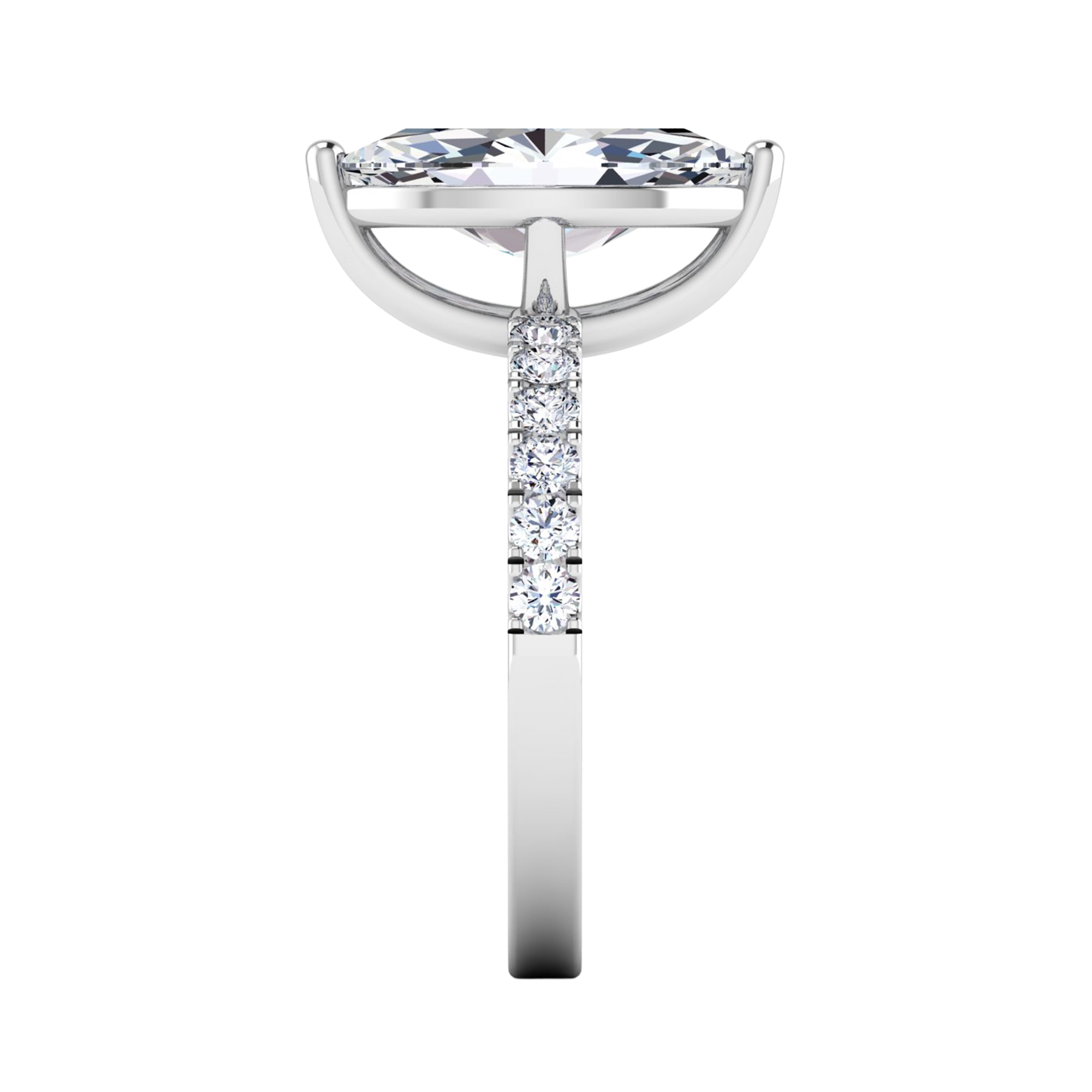 0.70–1.86 karaat marquise solitaire‑pavé ring met slanke pavé‑band