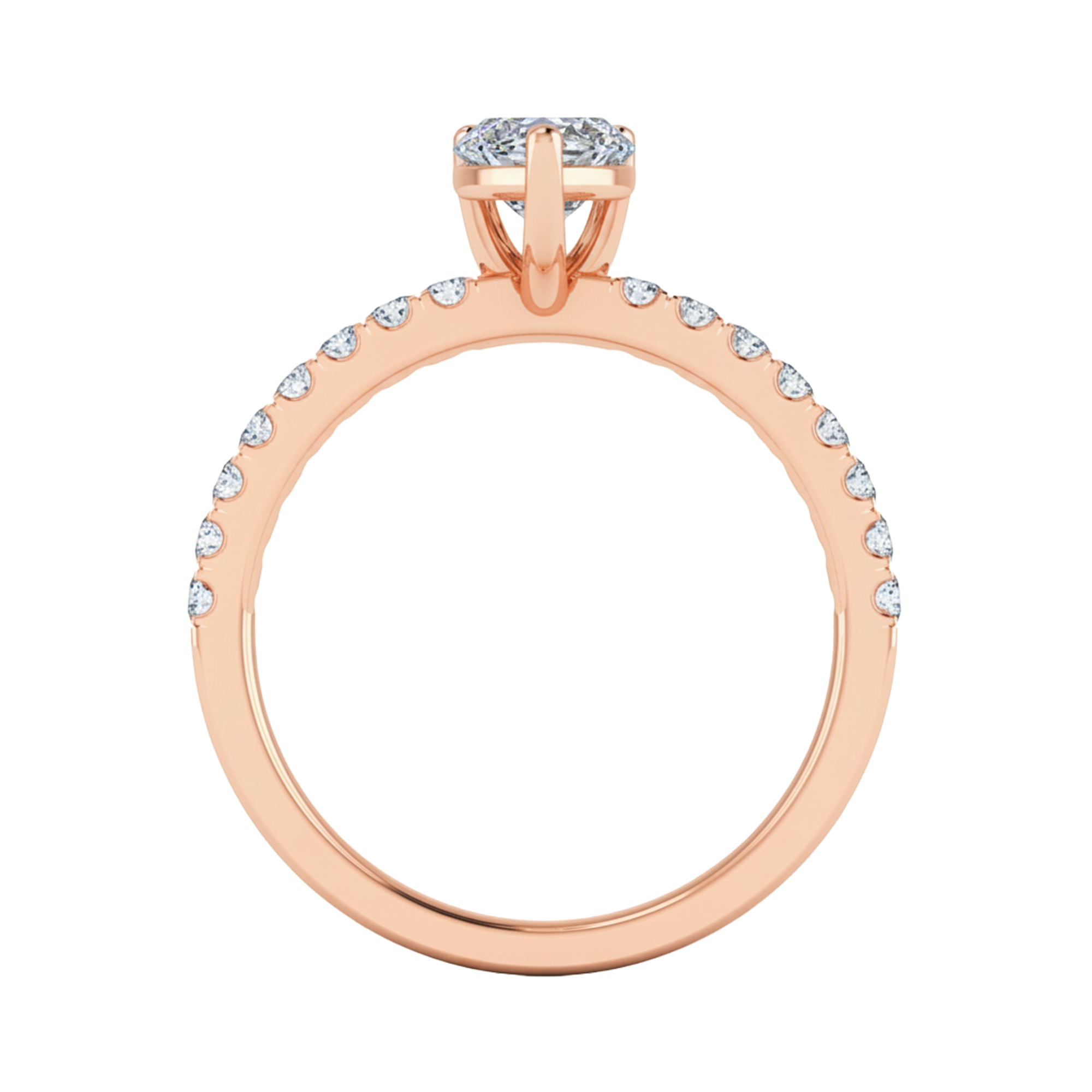 0.70–1.86 karaat marquise solitaire‑pavé ring met slanke pavé‑band