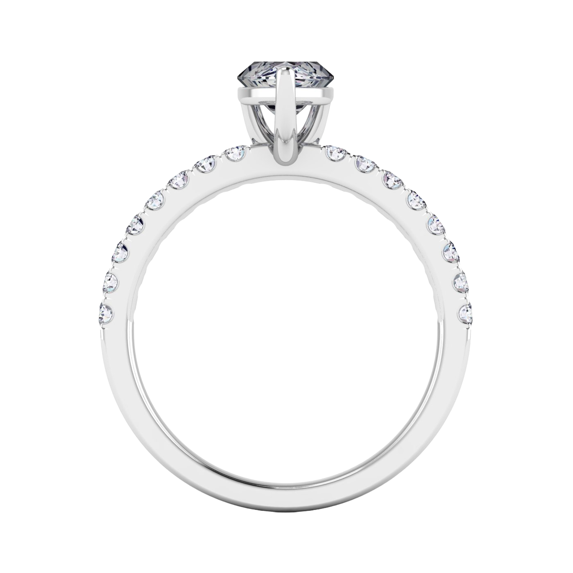 0.70–1.86 karaat marquise solitaire‑pavé ring met slanke pavé‑band
