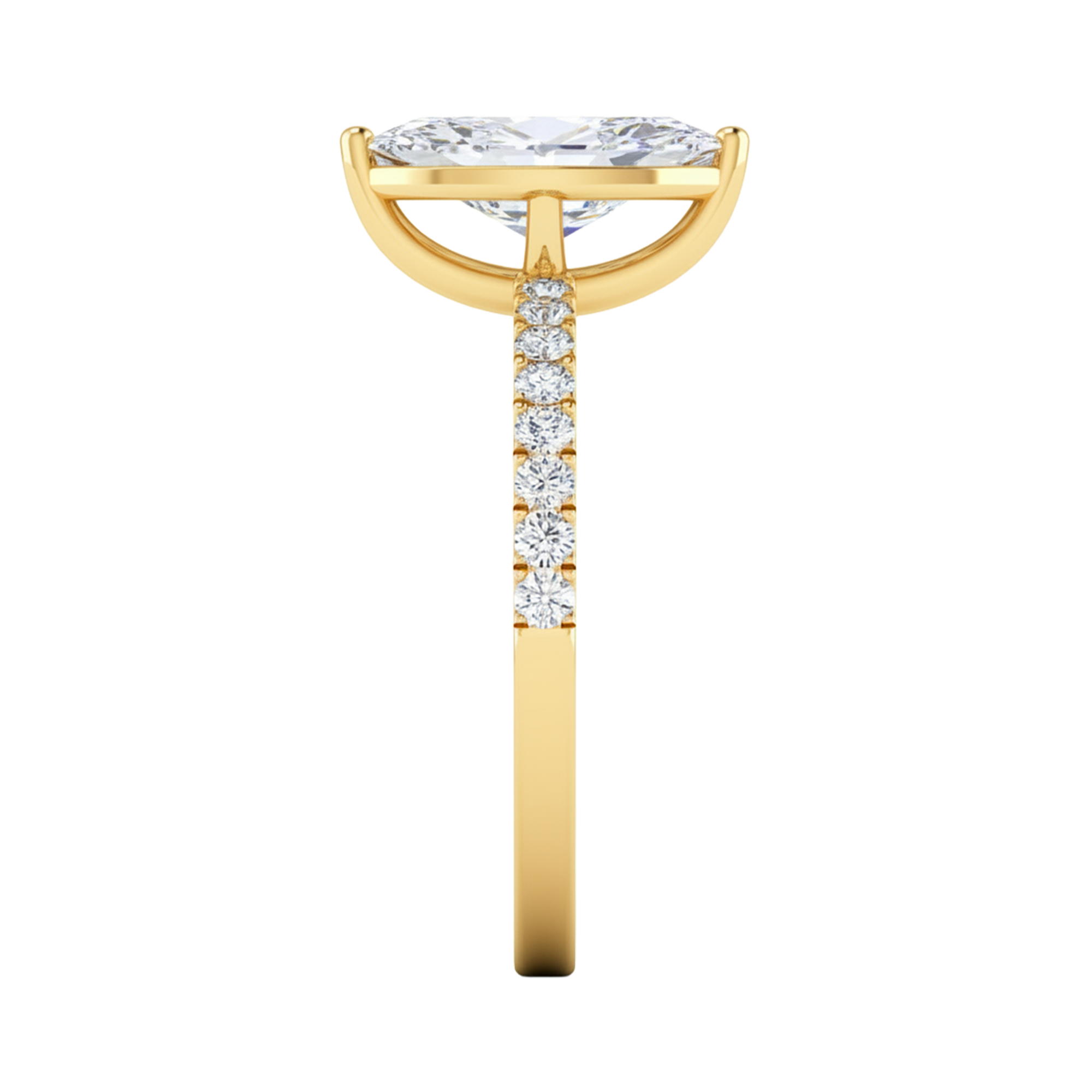 0.70–1.86 karaat marquise solitaire‑pavé ring met slanke pavé‑band
