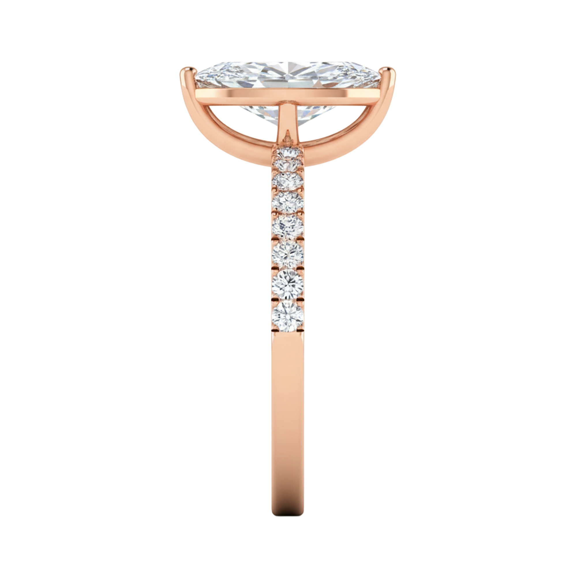 0.70–1.86 karaat marquise solitaire‑pavé ring met slanke pavé‑band