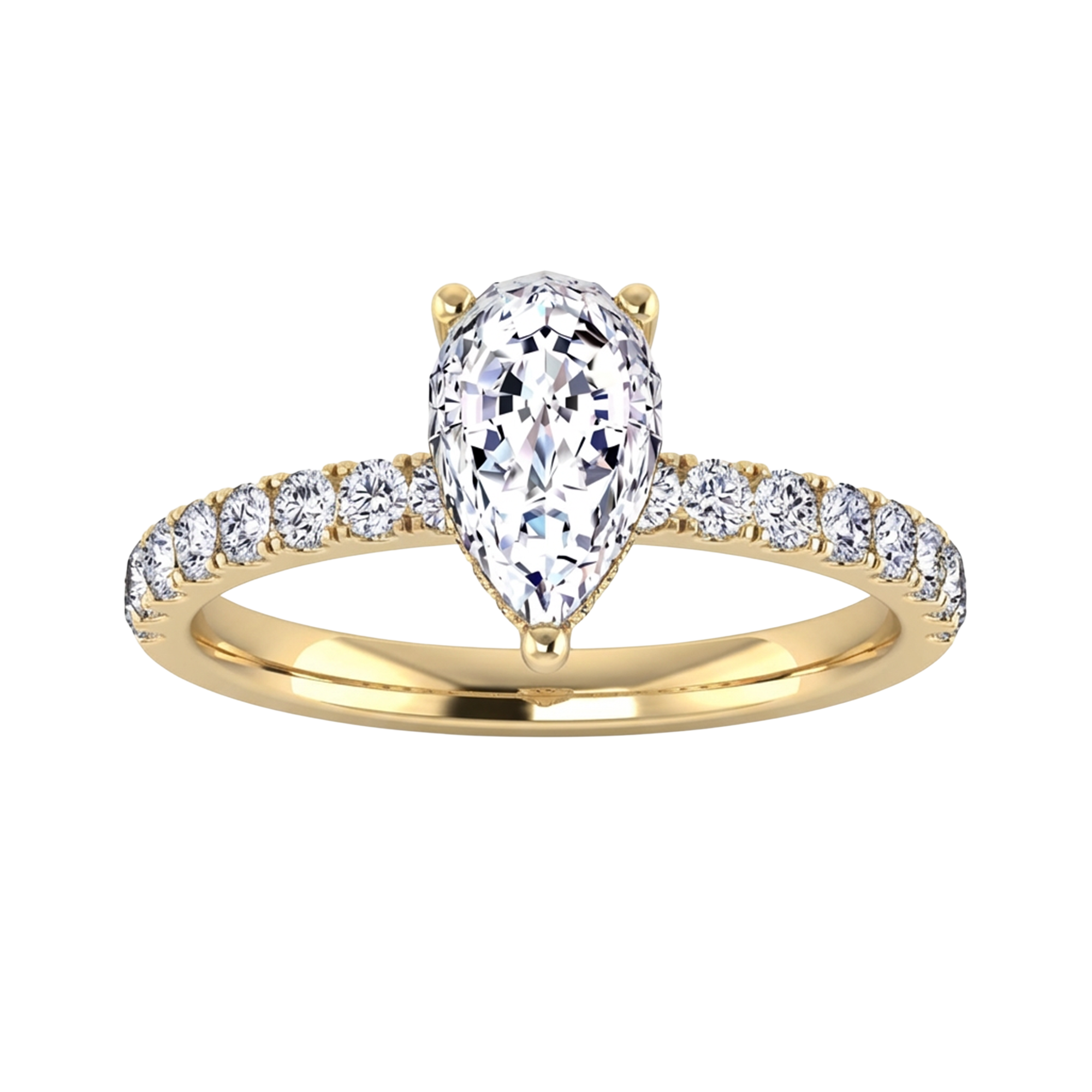 2.9 karaat peer solitaire‑pavé ring met verfijnde hidden‑halo details