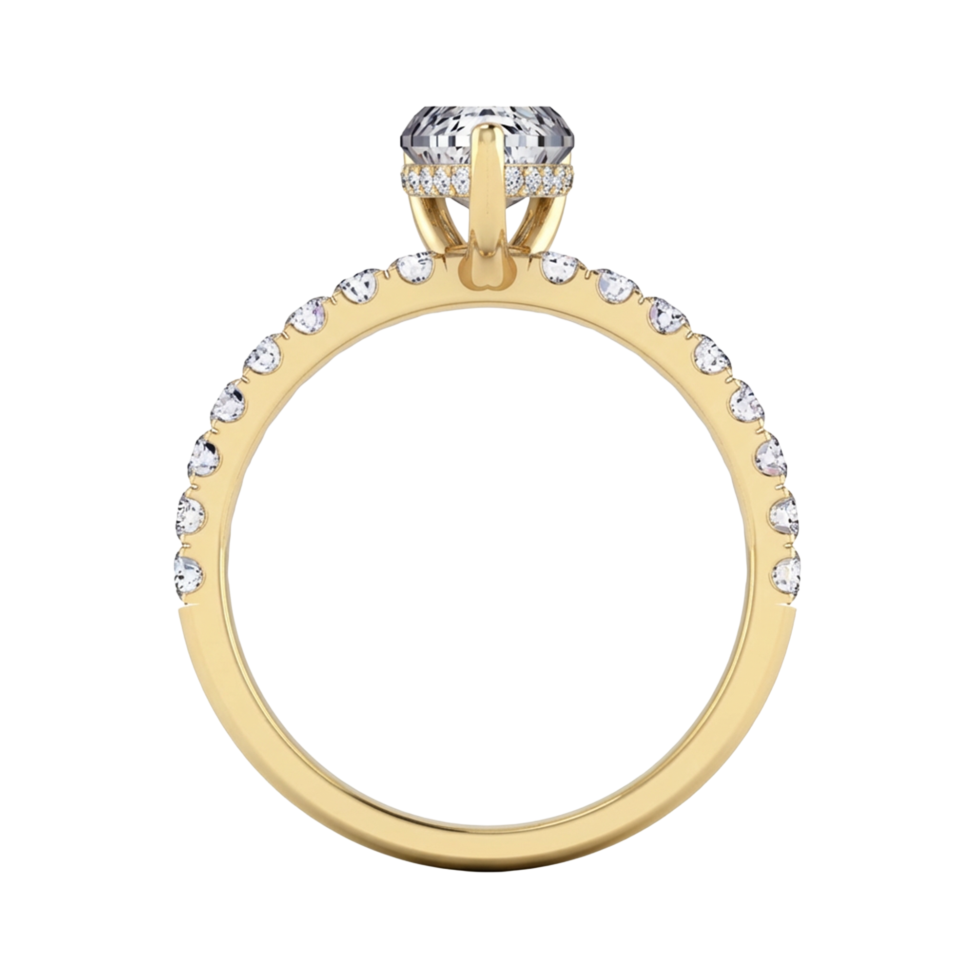2.9 karaat peer solitaire‑pavé ring met verfijnde hidden‑halo details