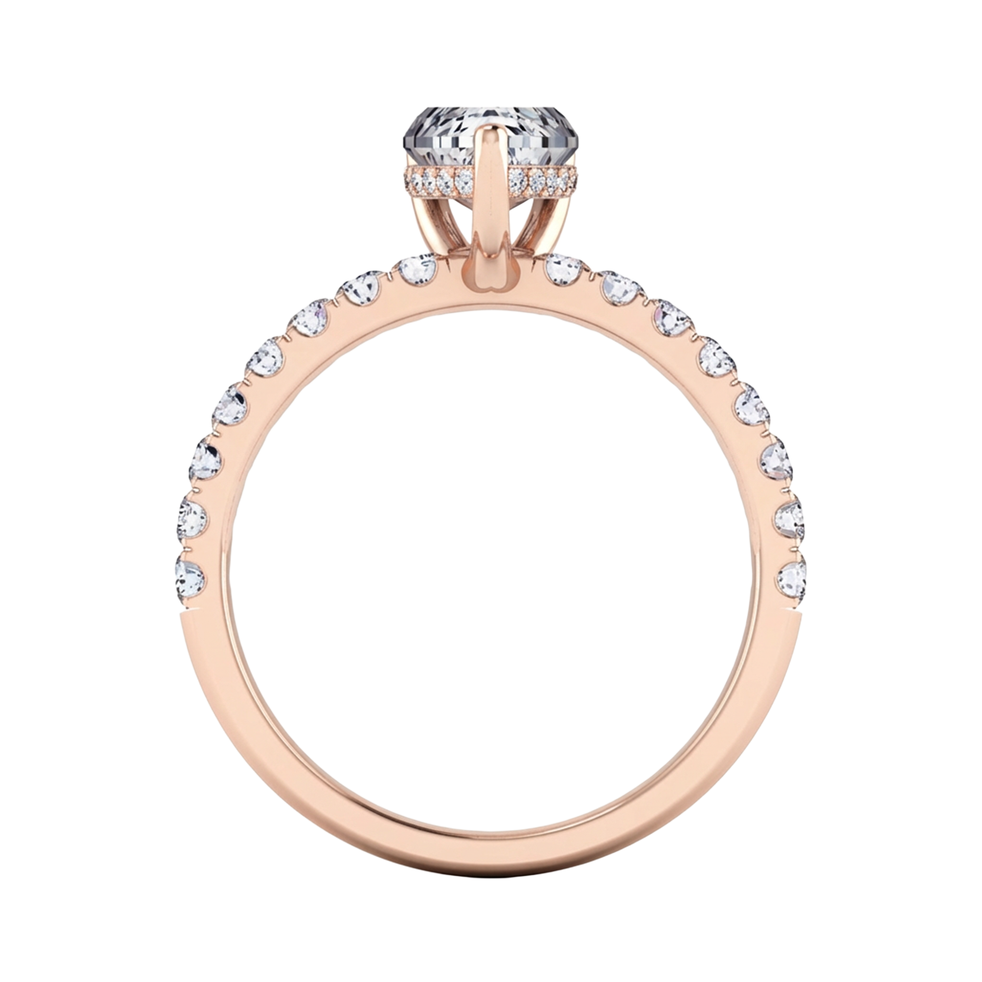 2.9 karaat peer solitaire‑pavé ring met verfijnde hidden‑halo details