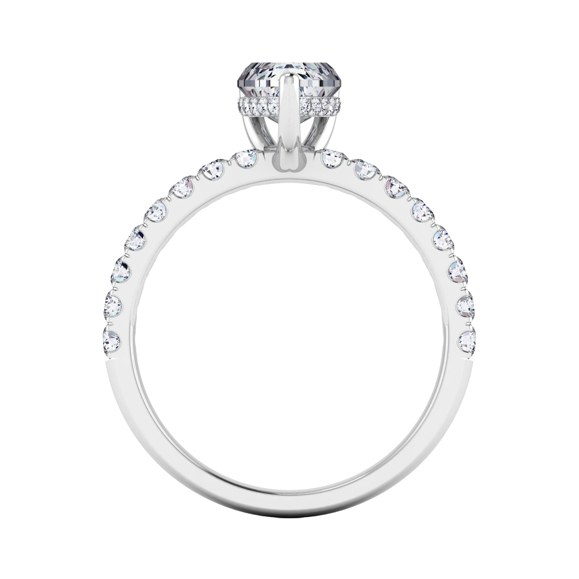 2.9 karaat peer solitaire‑pavé ring met verfijnde hidden‑halo details